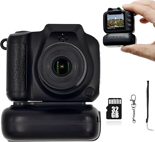 Llavero mini cámara, mini cámara digital retro, cámara Y2K, lente gran angular, pantalla LCD de 1.4 pulgadas, 32 GB incluidos, fotos nostálgicas,