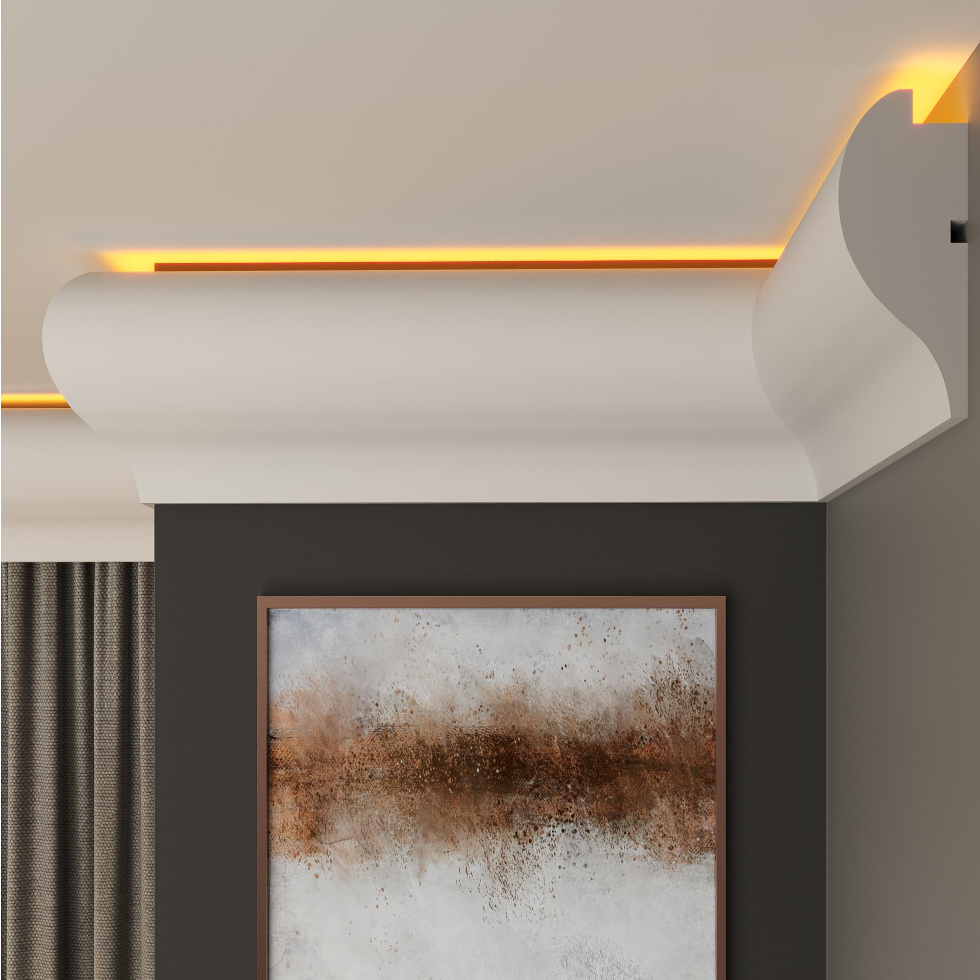FAST DECOR Premium Led Coving Cornice, Coving for Ceilings, Led Coving for Ceilings, LED Compatible Cornice Trim, Xps Coving for Ceiling, Moulding for Ceiling Lightweight (2m, CLU28)