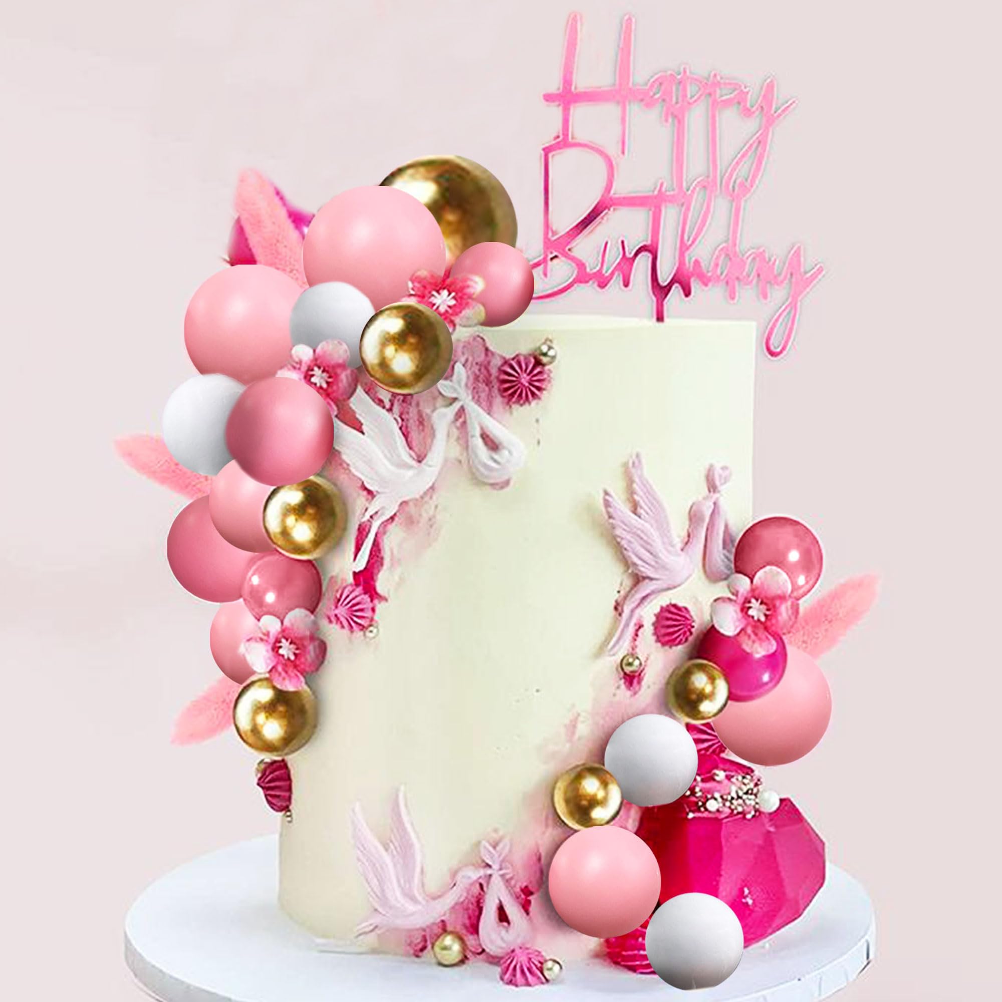 Lot De 3 Boules Dorées Pour Décoration De Gâteau