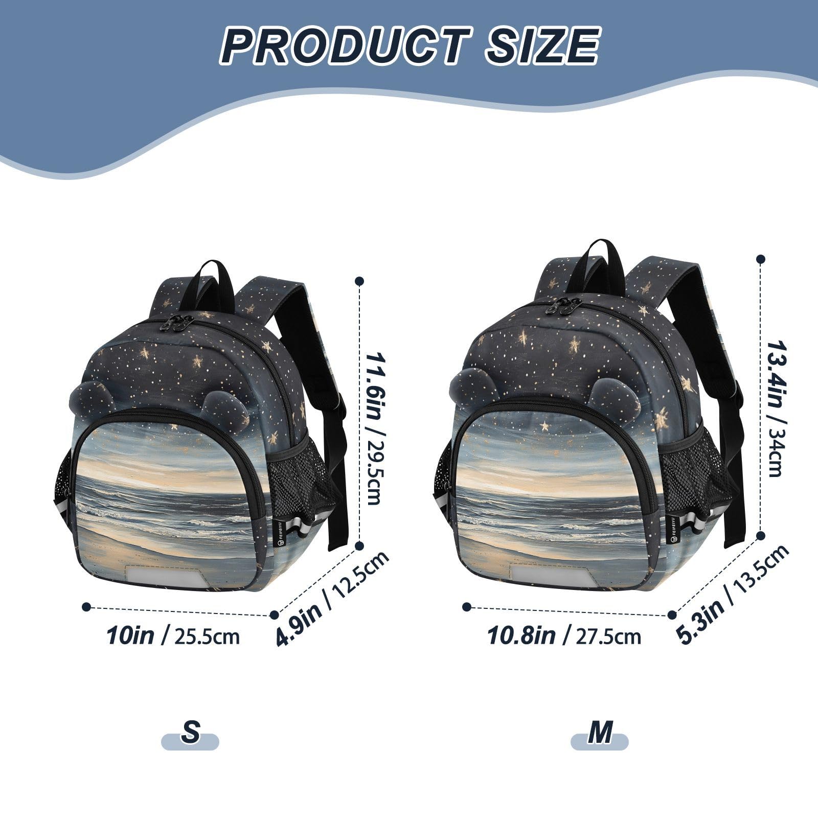 Starry Ocean Wave Toddler Harness Backpack for Boys Girls 3-6 Years Kids Backpack with Anti Lost Safety Leash Baby Protection Backpack for Travel Preschool Walking