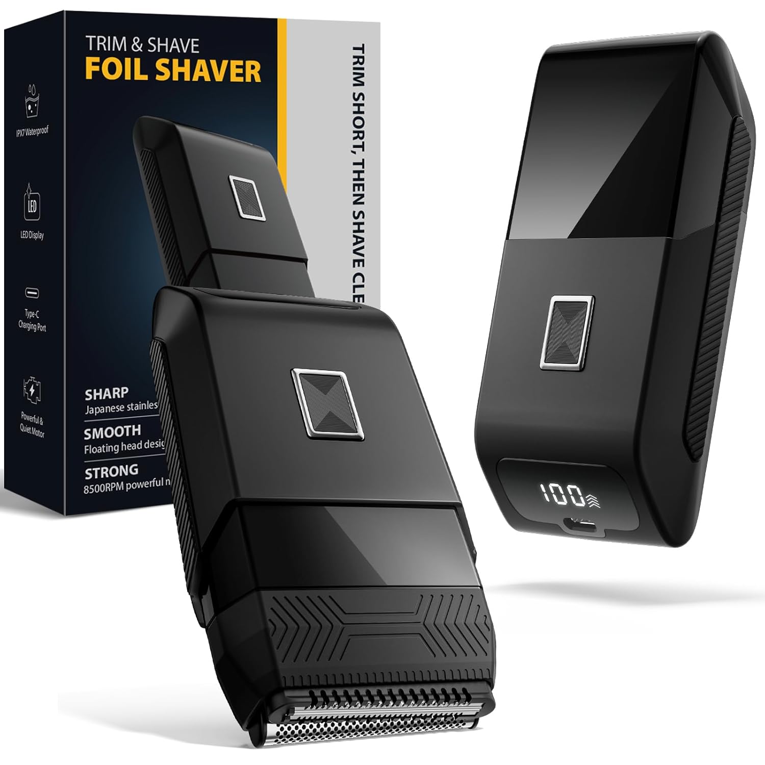 Sybler Portable Electric Razor for Men Foil Shaver Beard Trimmer with Dual-Action System Floating Head IPX7 Waterproof Type