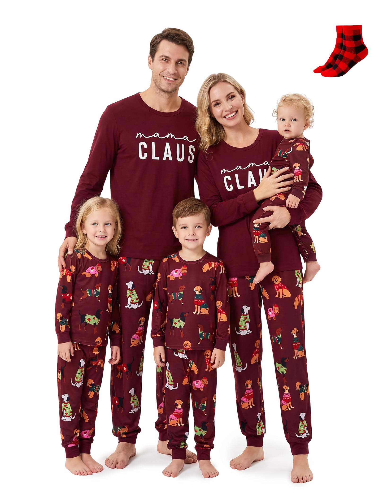 PATPAT Family Christmas Pajamas Matching Sets Gingerbread PJs with Socks