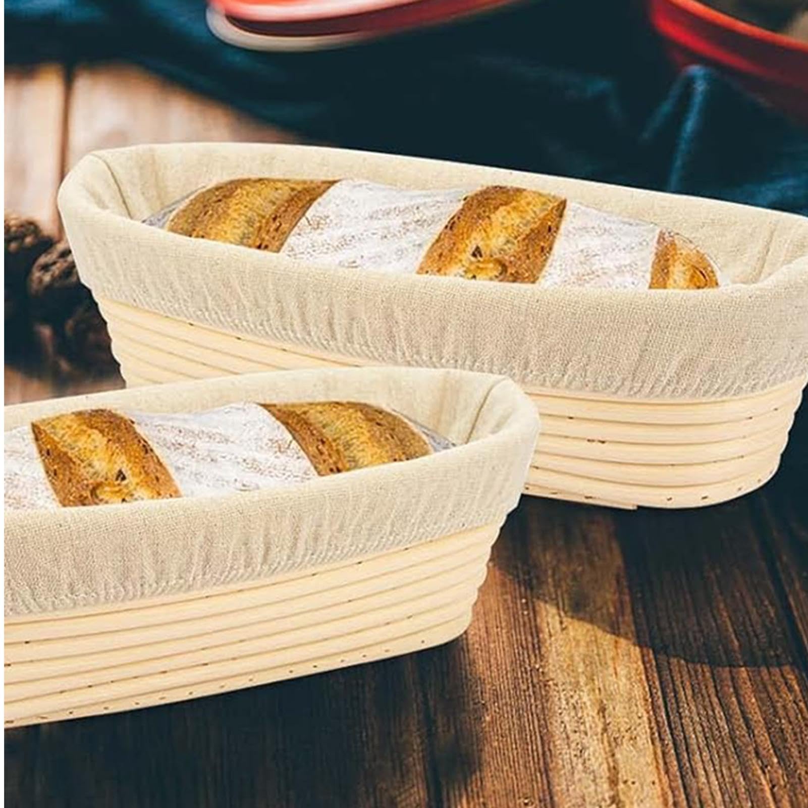 Banneton Pour Pain Panier De Fermentation Ovale 25x15x8 Cm, Linge De Fermentation Inclus Kit Pain