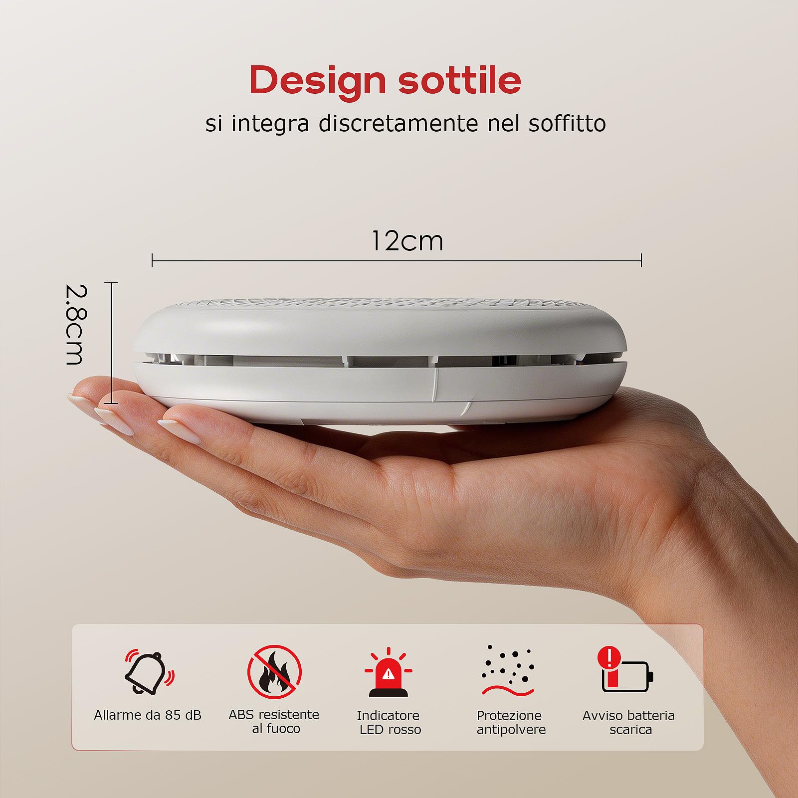 Safeliveo Rilevatore di fumo WiFi con batteria da 10 anni, notifiche tramite app e auto-test, allarme antincendio intelligente compatibile con Tuya & Smart Life, 3 pezzo