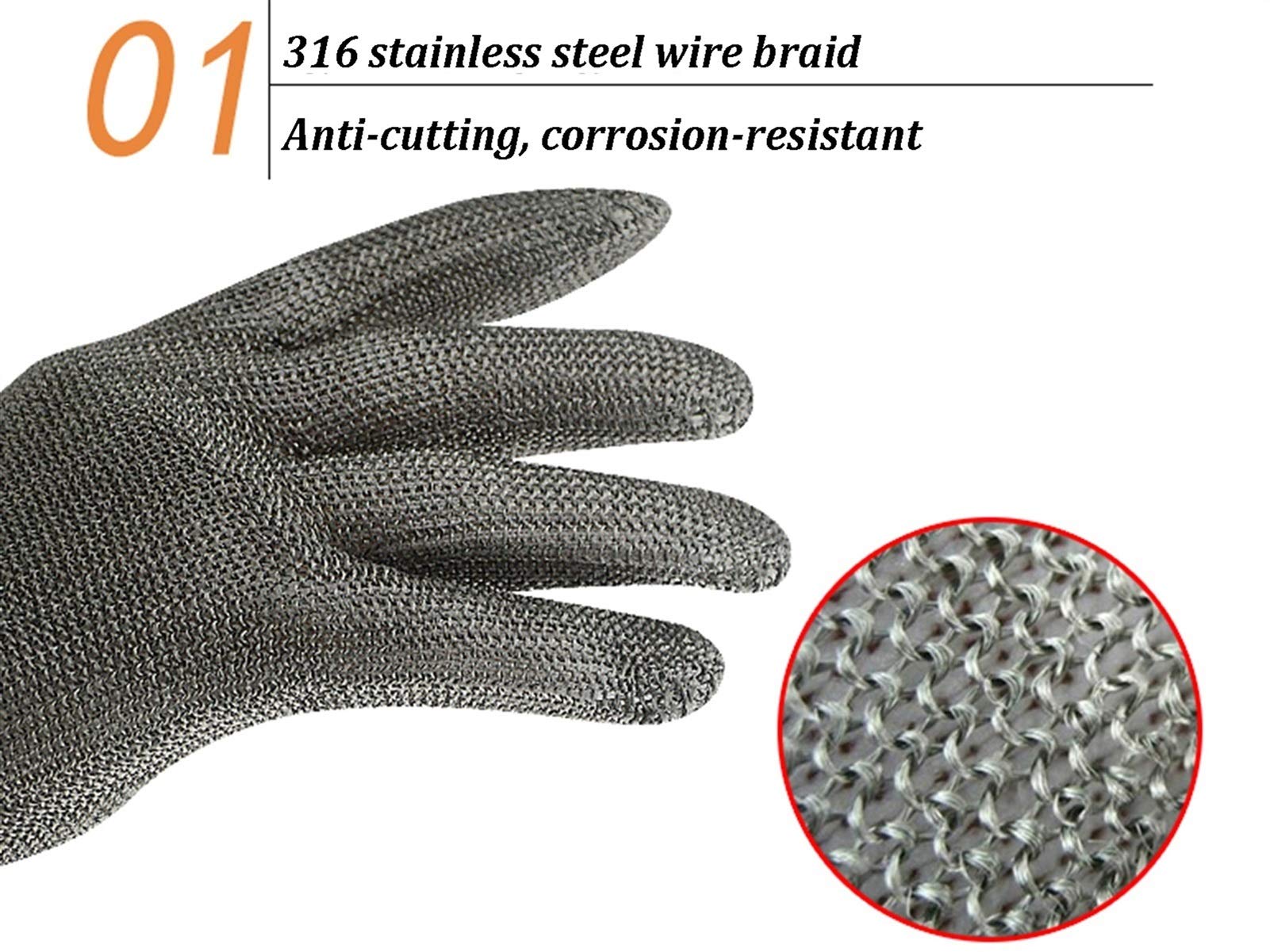 Guantes Anticortes, Guantes Resistentes a Cortes, de Nailon, con Alambre de Acero 316, anticortes, para Uso Familiar, en restaurantes, cocinas y Carnes.