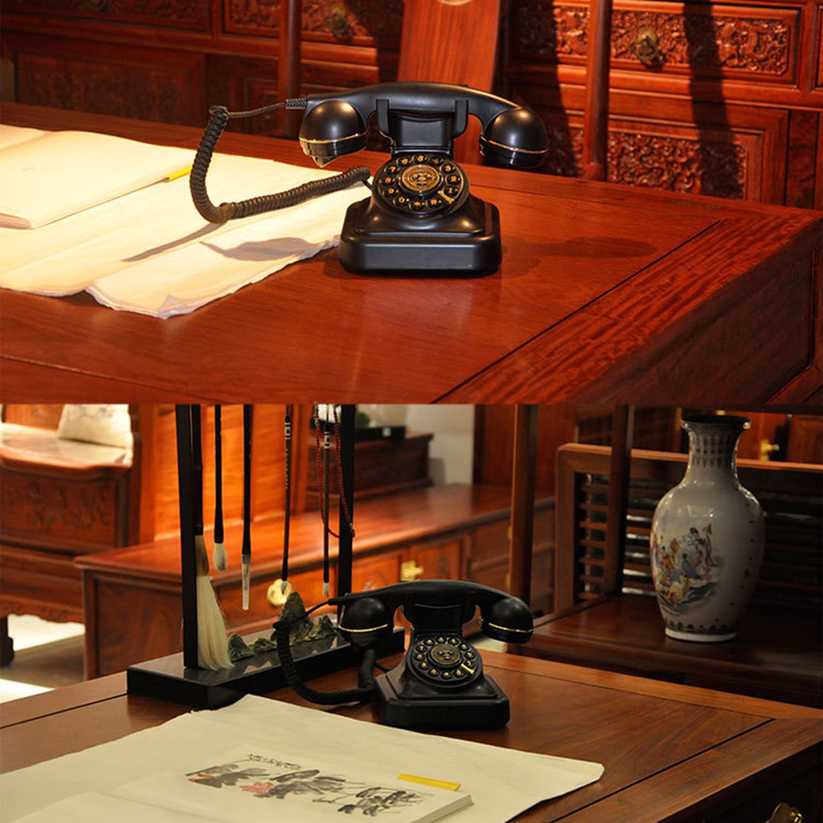 Telefoni Classici con Filo Telefono Fisso Multifunzione retrò Telefono con Filo Replica Suoneria Regolabile per Ufficio di Hotel