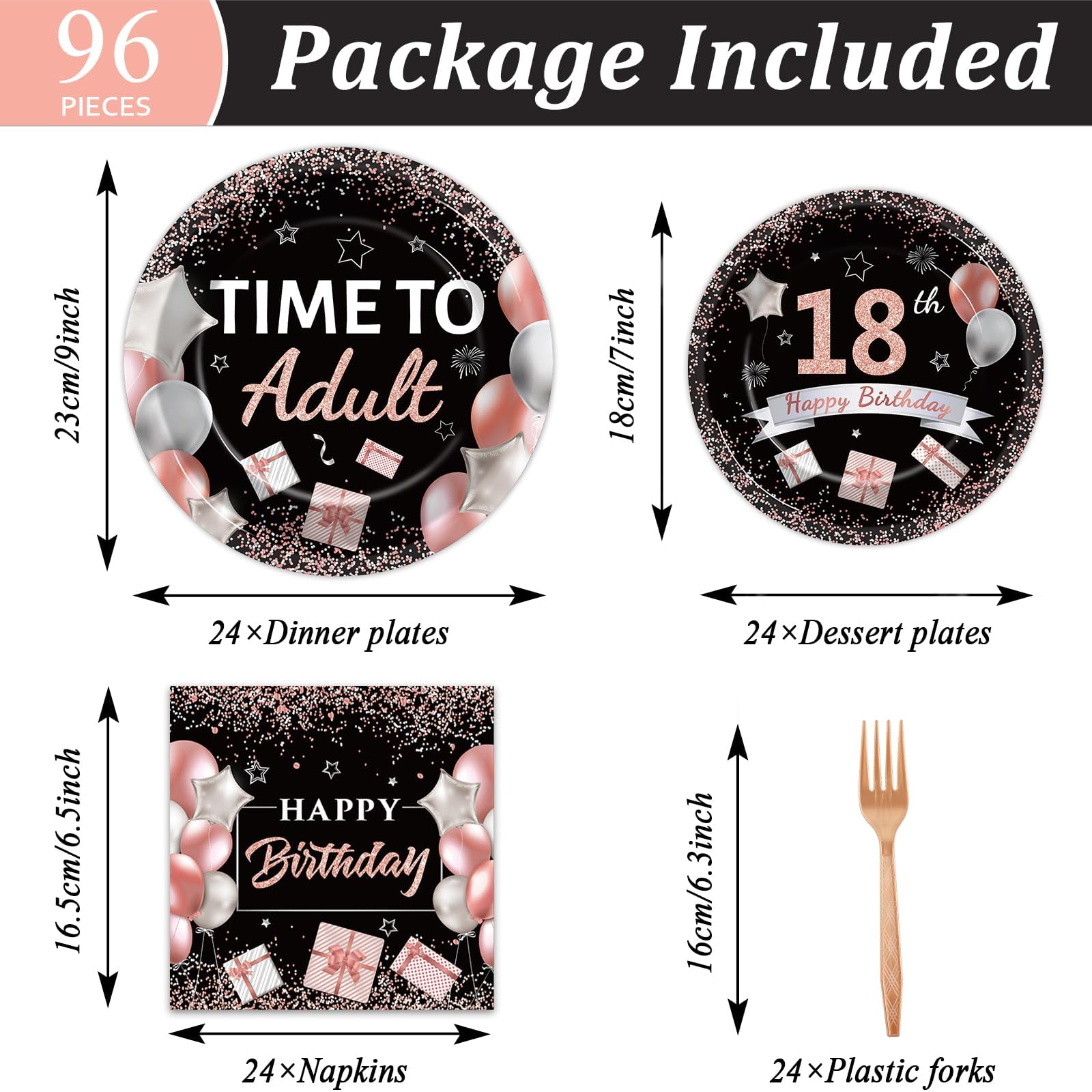 Snapklik.com : Gisgfim 96 Pcs 18th Birthday Plates And Napkins Party ...