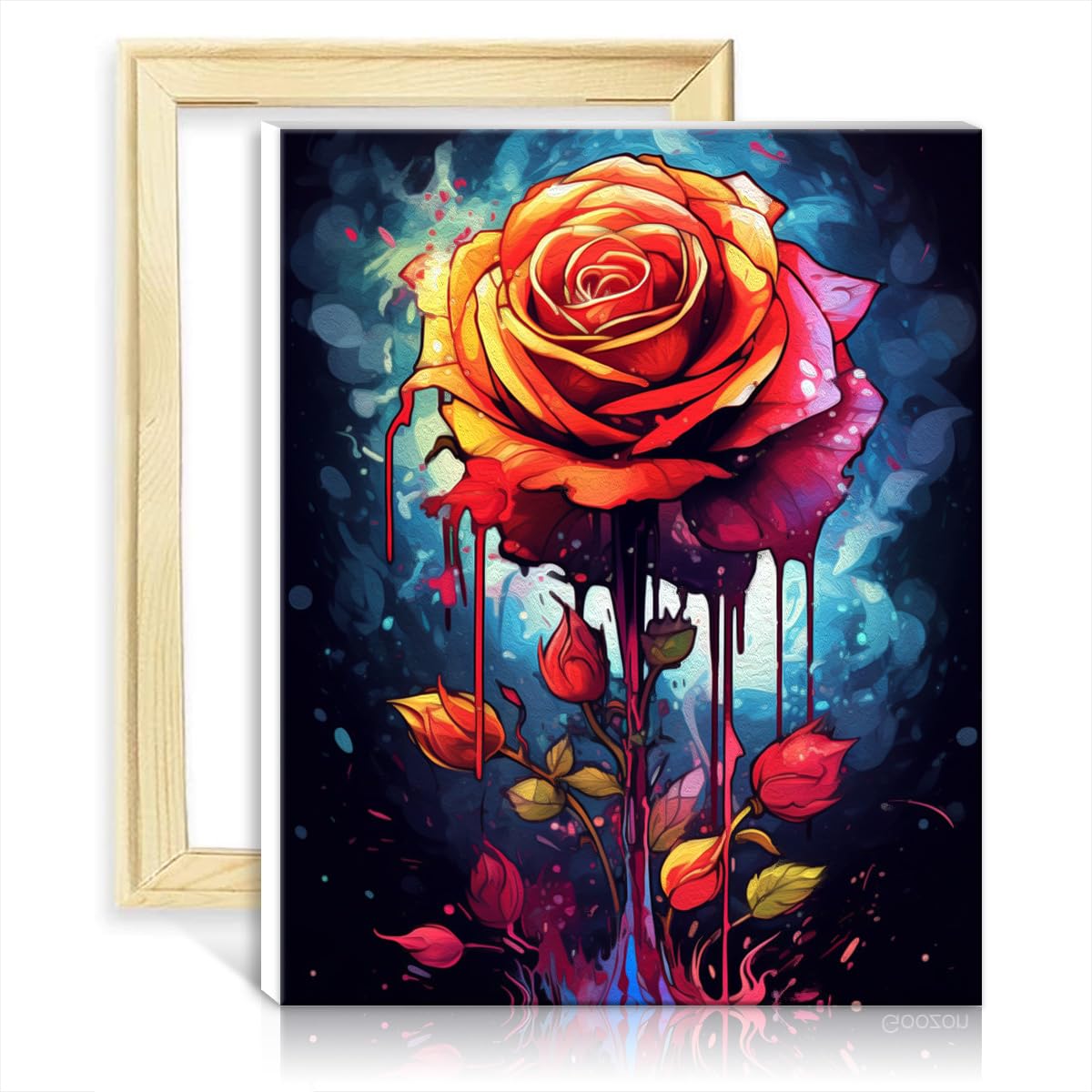 TANGFEIY Oil Painting Bloody Painting Rose DIY Oil Painting by Numbers Canvas Crafts with Brushes and Acrylic Pigment Home Living Room Decorative NO Frame(60x75cm) โ image 1