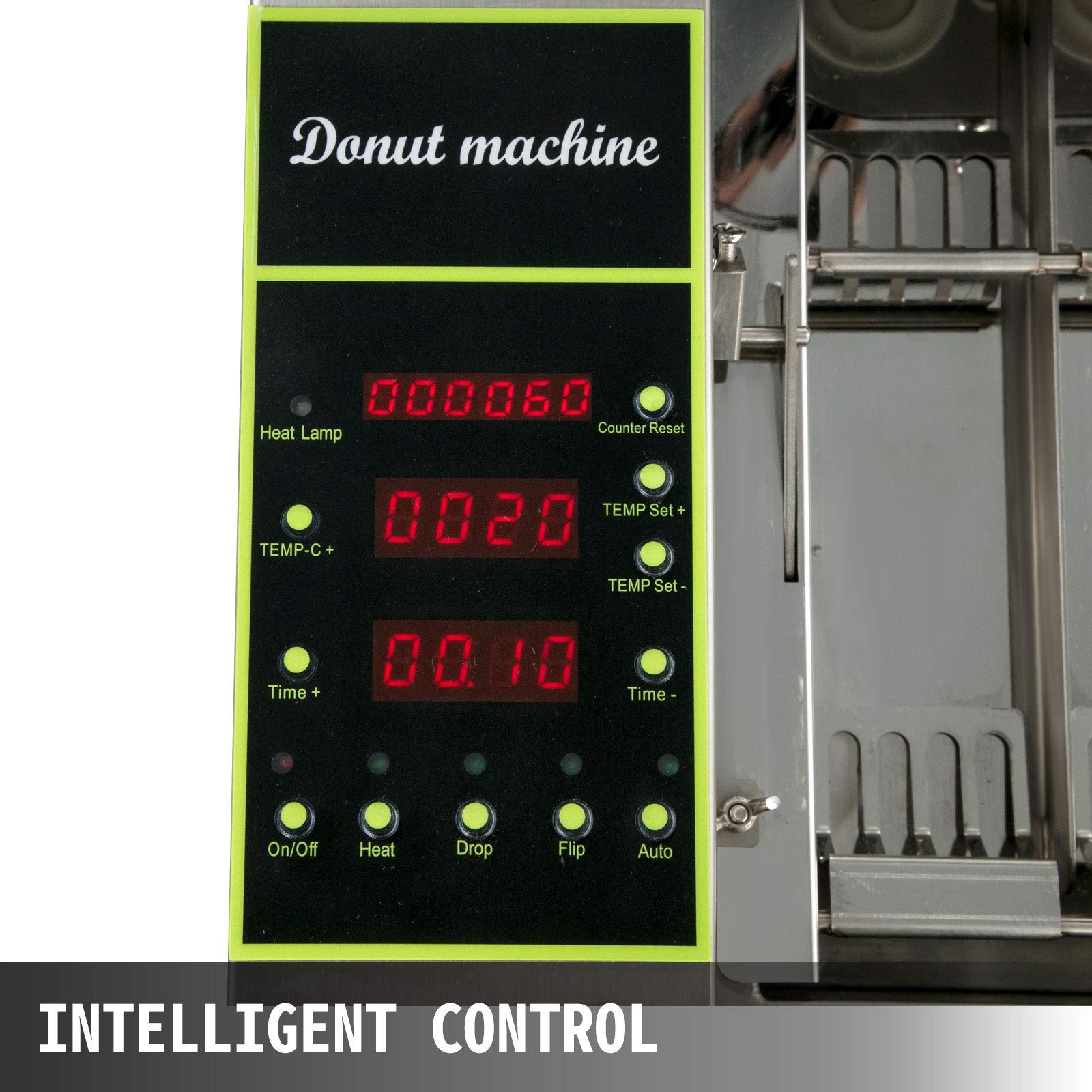 Macchina per fare ciambelle completamente automatica Macchina per fare ciambelle automatica commerciale a 4 file da 2000 W con tramoggia da 5,5 litri, friggitrice per ciambelle a vibrazione automatica