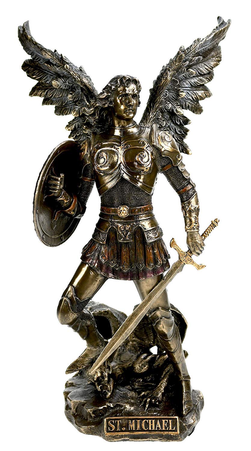 Statue Archange Michael figurine chrétienne à offrir pour un baptême