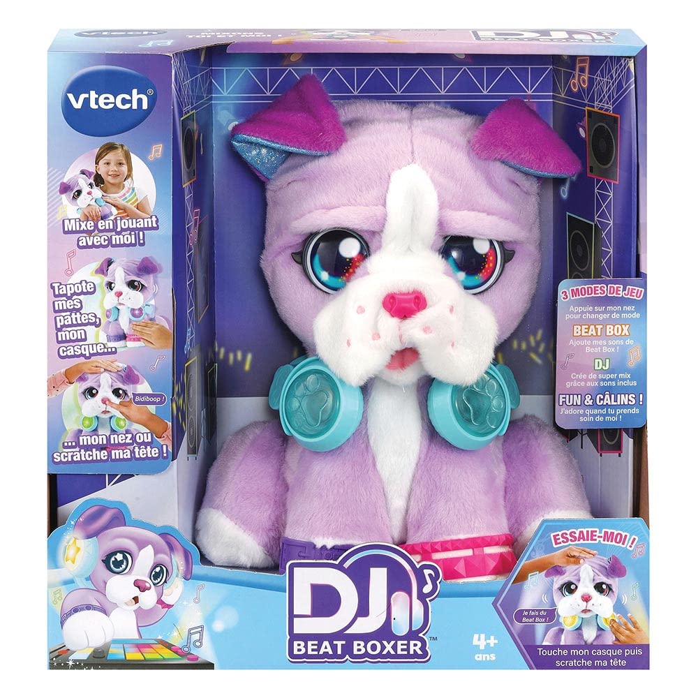 VTech – DJ Beat Boxer, Peluche Interactive, Jouet Chien Interactif, Jouet Beatbox – Dès 4 Ans - Version FR 551505 Multicolore