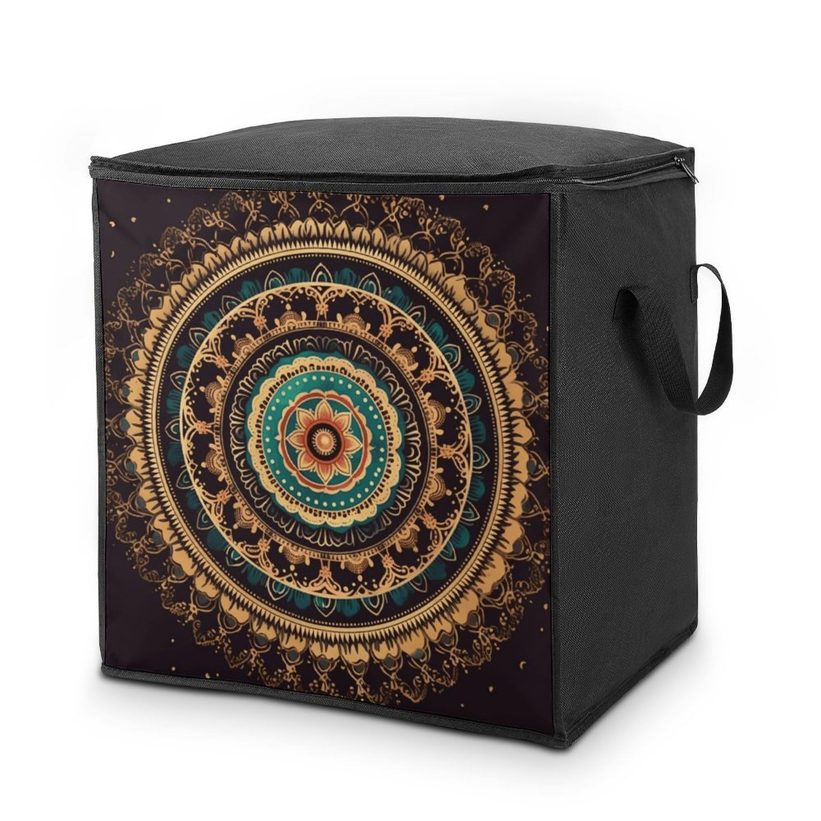 70L Mandala Storage Bag With Zipper Closet Organizers with Handle for Home Storage Organizer for Blankets Quilts Clothes Comforter Bedding And Pillows