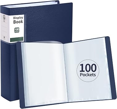 2 Pack A4 Display Folder,100 Pockets Display BookDark Blue