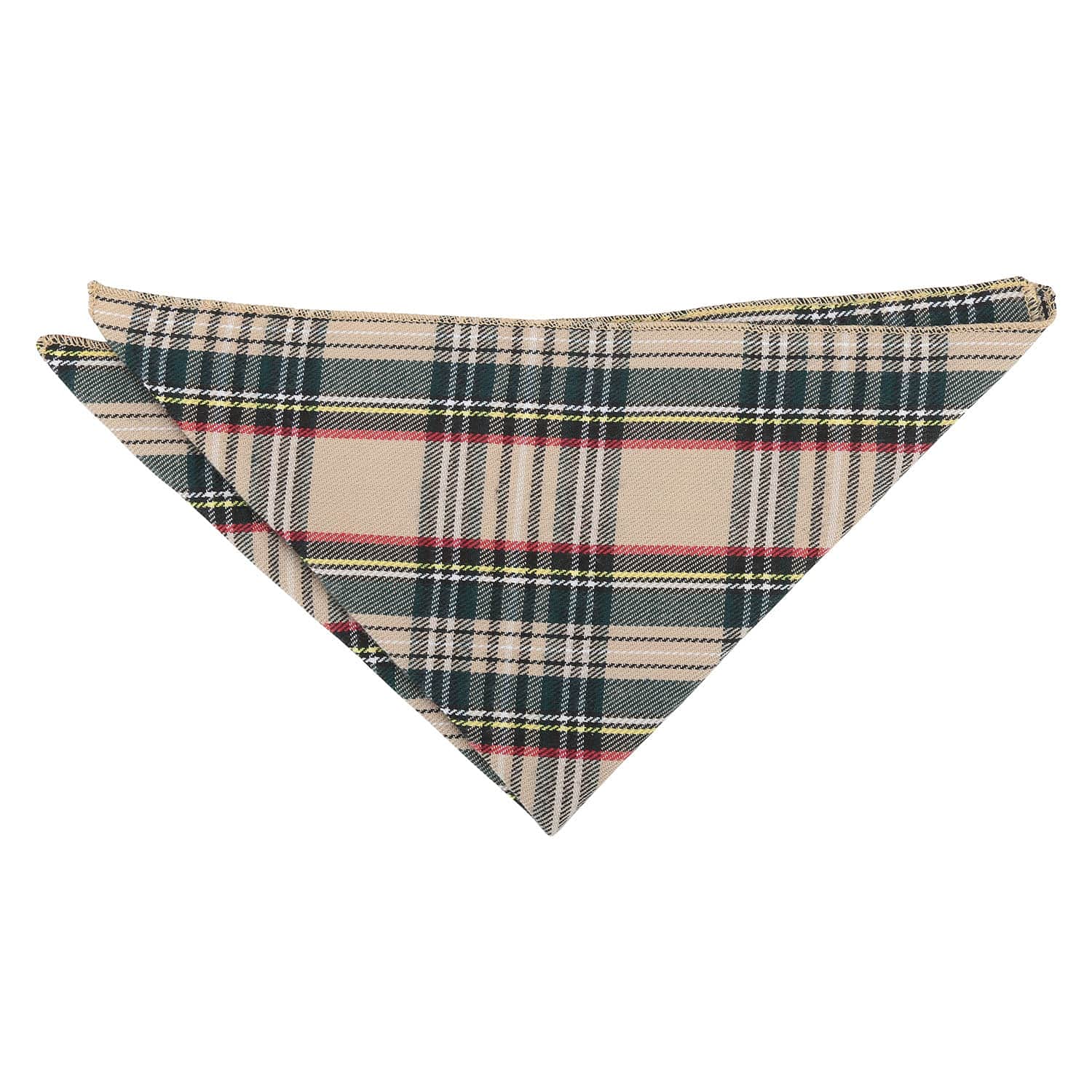 DQT Mens Tartan Plaid Pocket Square – Classic Check Formal Suit Handkerchief – Beige