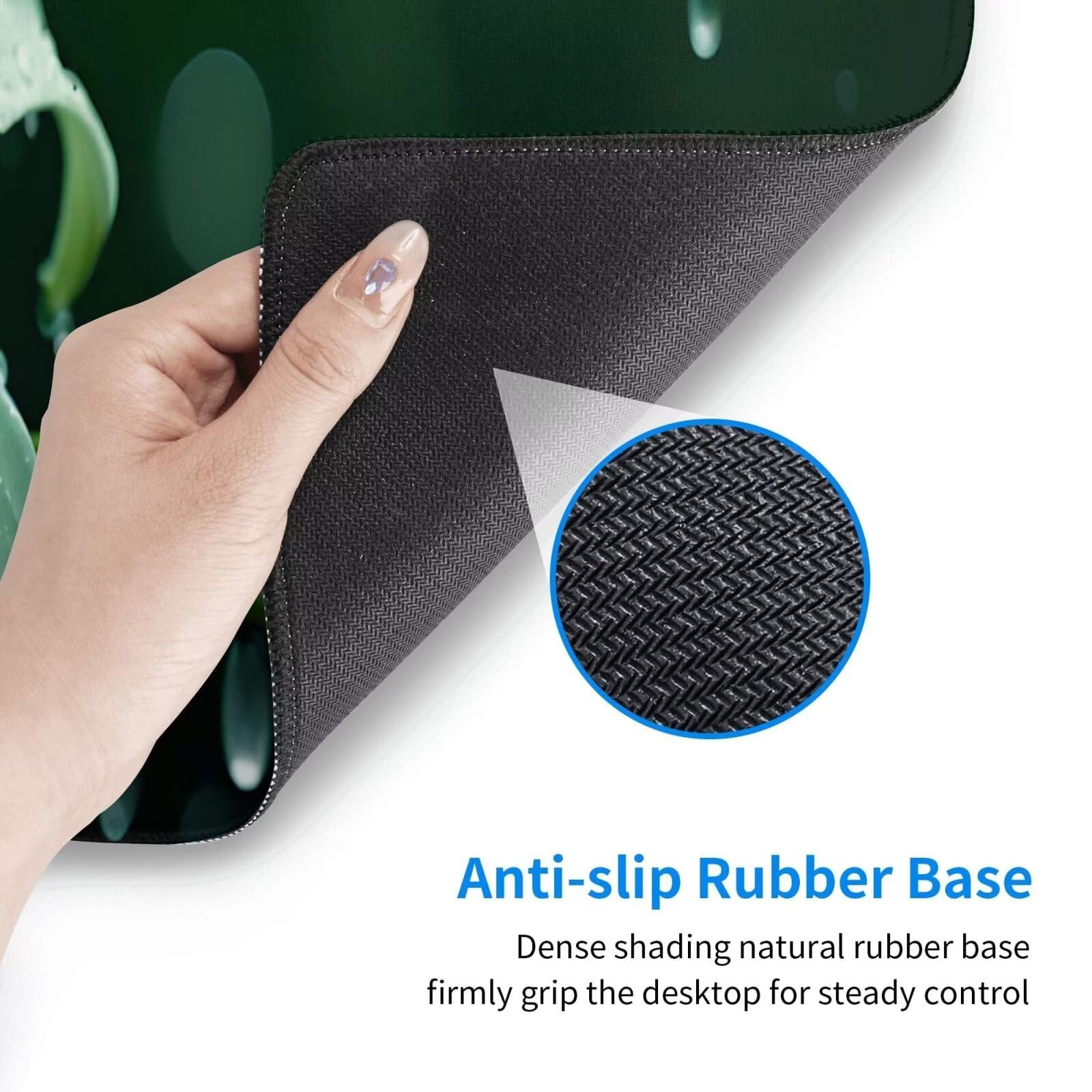 Tappetino Mouse, Tappetino Mouse Gaming Grande XXL 1500x800x3mm Tappetino Scrivania Mouse Pad, Base in Gomma Antiscivolo, Bordi Cuciti, Mousepad per Ufficio e Gaming (Fiore di giglio verde) R-456