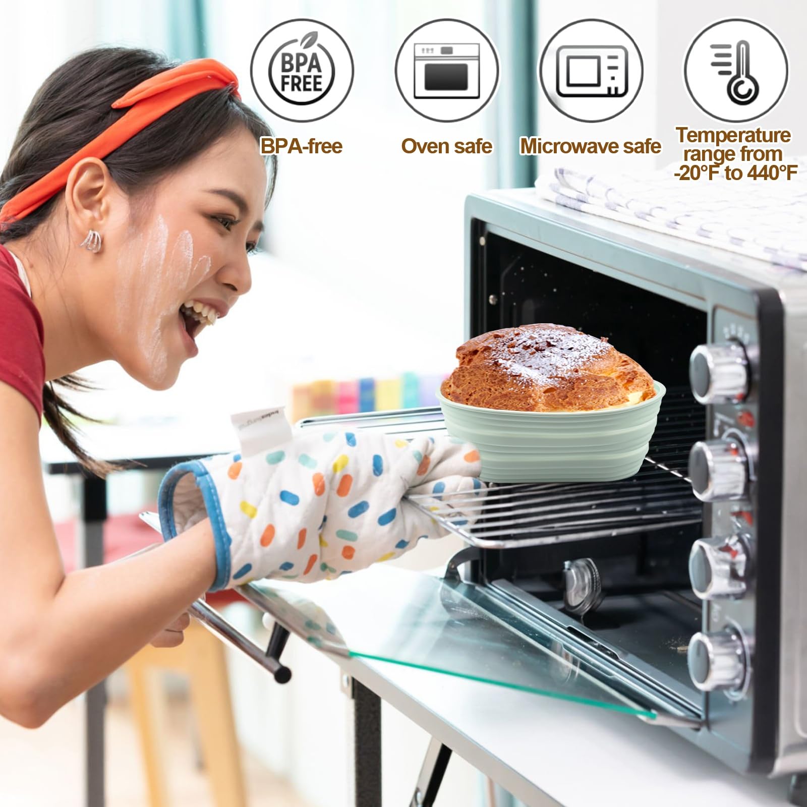 Banneton - Cestino ovale per lievitazione del pane, in silicone, kit per la preparazione del pane, accessori per la preparazione del pane, ciotola per lievitazione rotonda, set essenziale