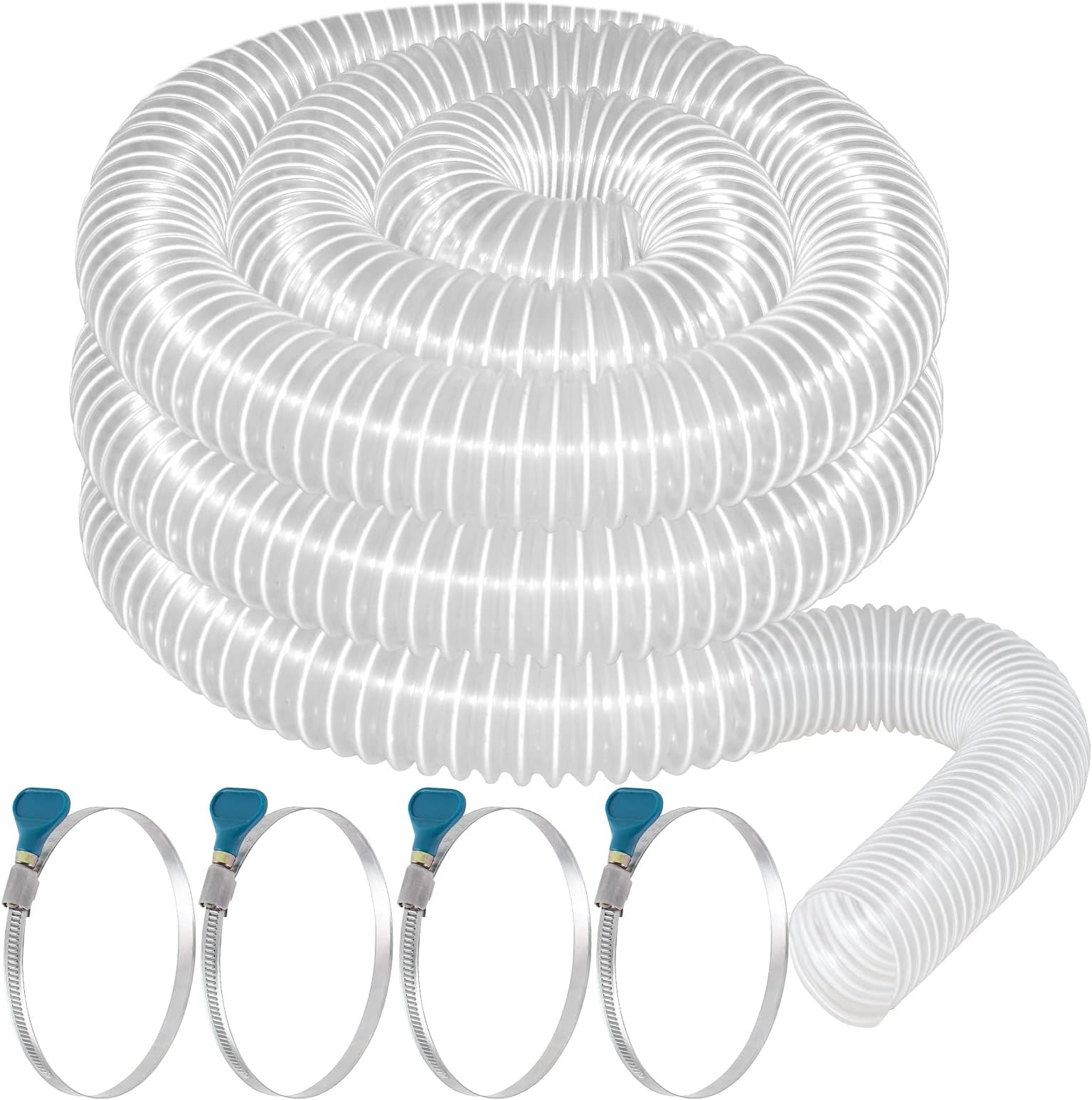 Heavy PVC Dust Collection Hose 2 1/2" x 20', Puncture Resistant PVC Dust Collection Hose with Carbon Steel Wire Coil for Woodworking, Workshops, Dust Collectors