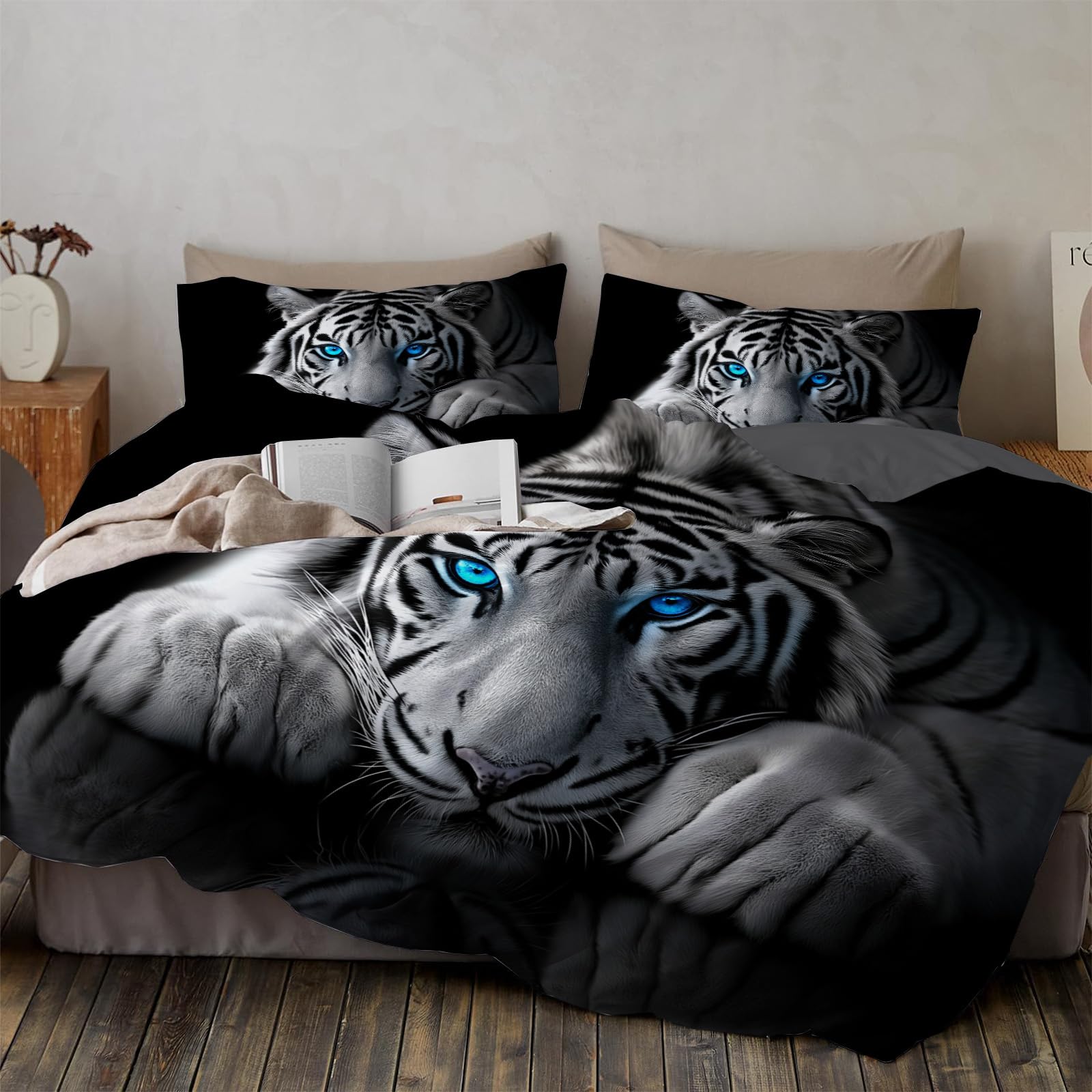Housse de couette tigre anti-pli pour un lit d'enfant facile à faire et toujours impeccable