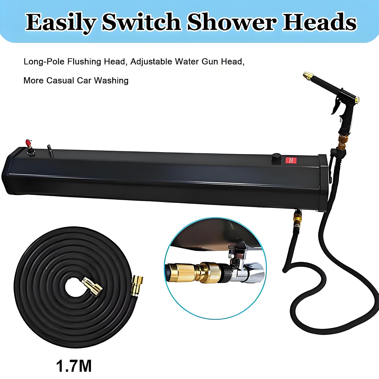 Cuve d'eau 18L/20L/30L à Pression pour Toit de Voiture - Réservoir Douche Solaire Camping | PVC+ABS Léger | Adapté Au Camping, Tout-Terrain & Lavage De Voiture 20L