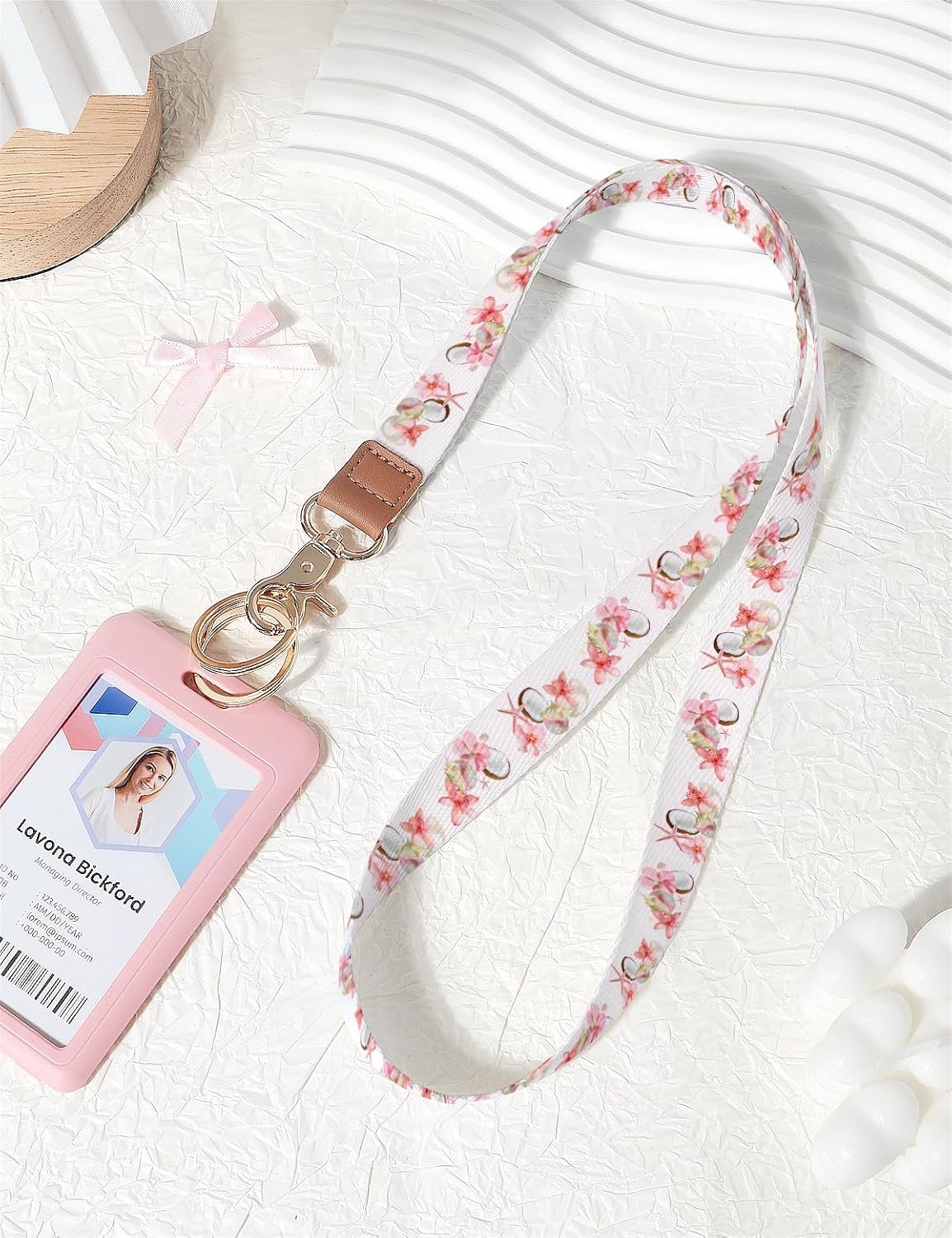 Lanyards for ID Badges, Cute Lanyard for Keys with Metal Hook Long Neck Keychain Strap for Women - Image 2