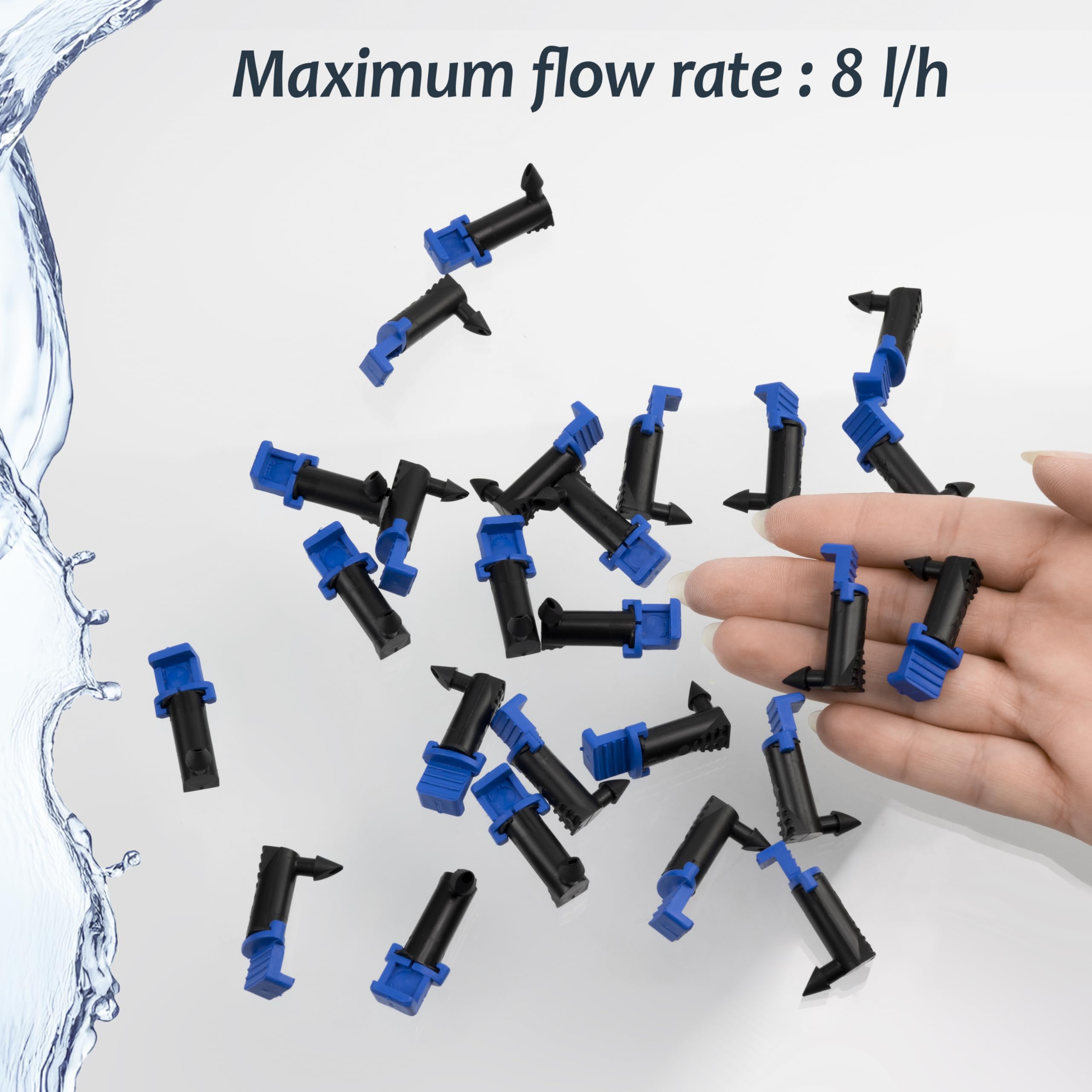 AERZETIX - Lot de 25 goutteurs d'arrosage externes démontables débit 8 litres par heure l/h - système goutte à goutte irrigation jardinage - en plastique - couleur bleu