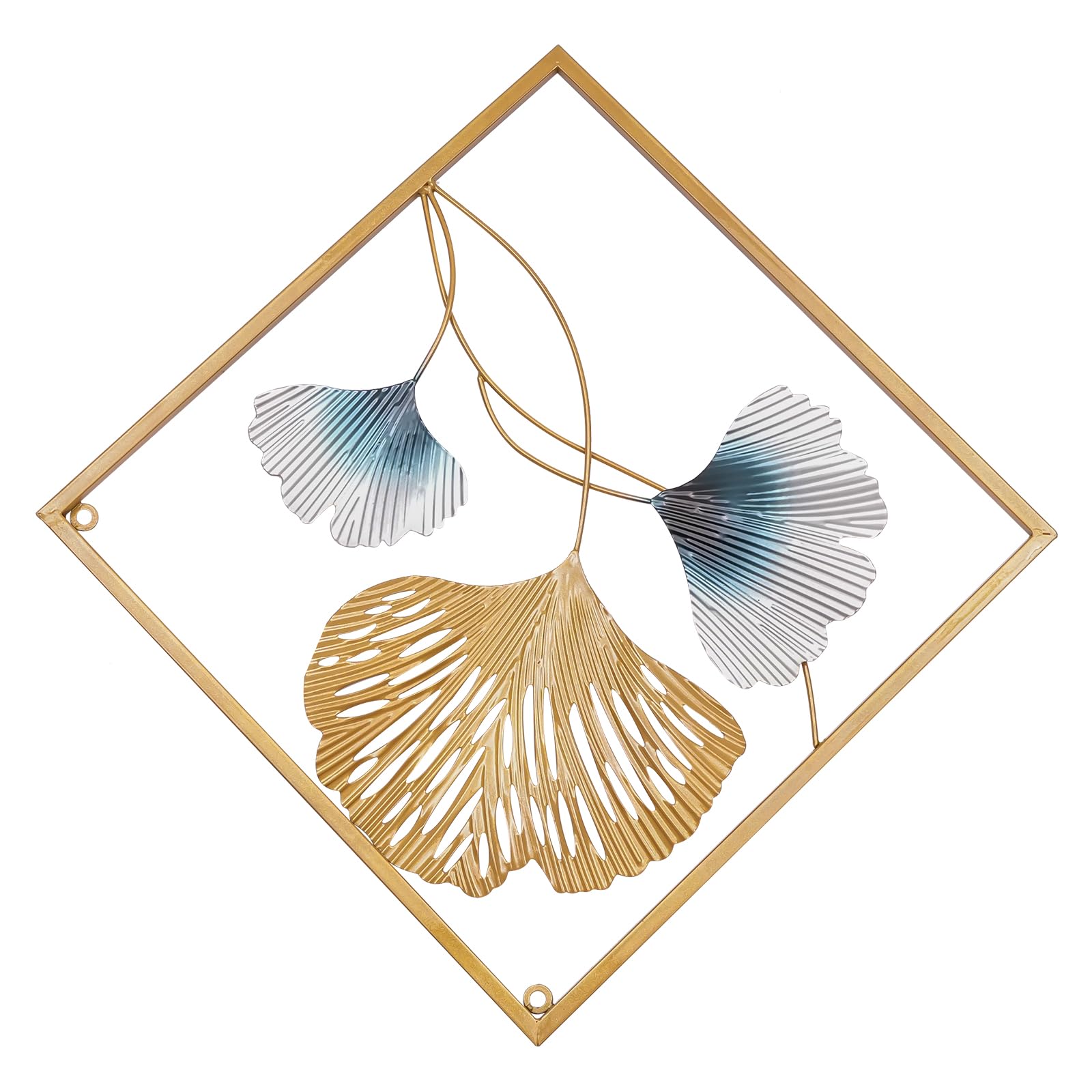 MEHOOSPVN 3 decorazioni da parete in metallo, a forma di foglia di ginkgo, decorazione da parete moderna di lusso, decorazione da parete in metallo, decorazione da parete, decorazione da parete in
