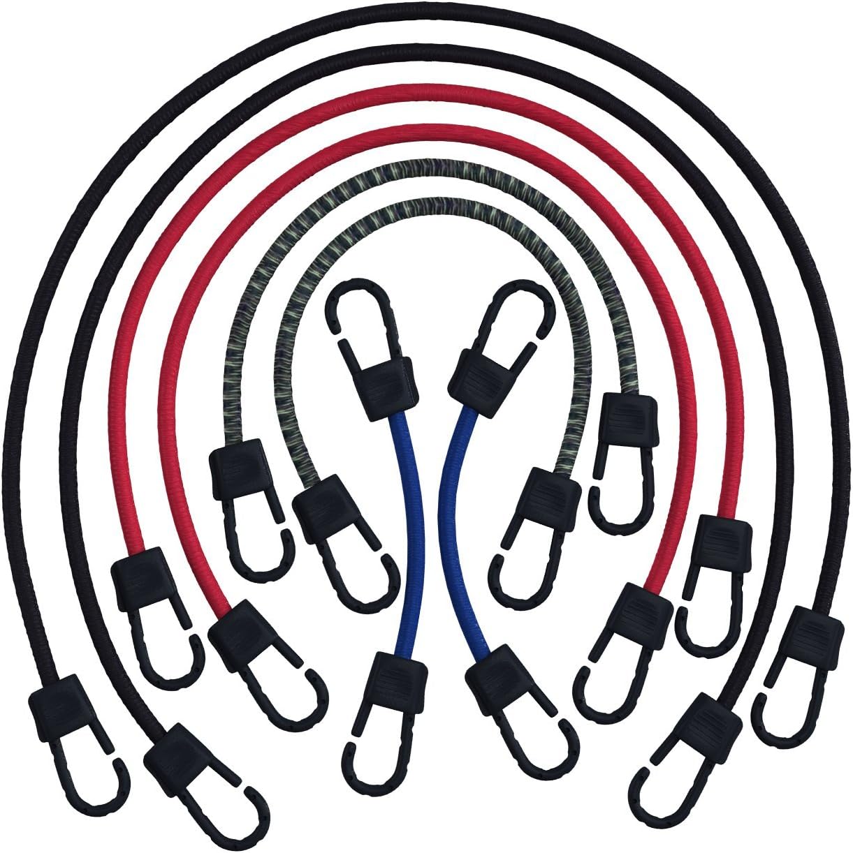Bungee Cords with Carabiner Clips, 6 Pack Bungees With Hooks,1 m Long