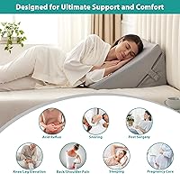 Vista 59 de Bedluxe - Juego de 4 almohadas ajustables de cuña para cama, almohada de espuma viscoelástica para después de la cirugía para el alivio del dolor
