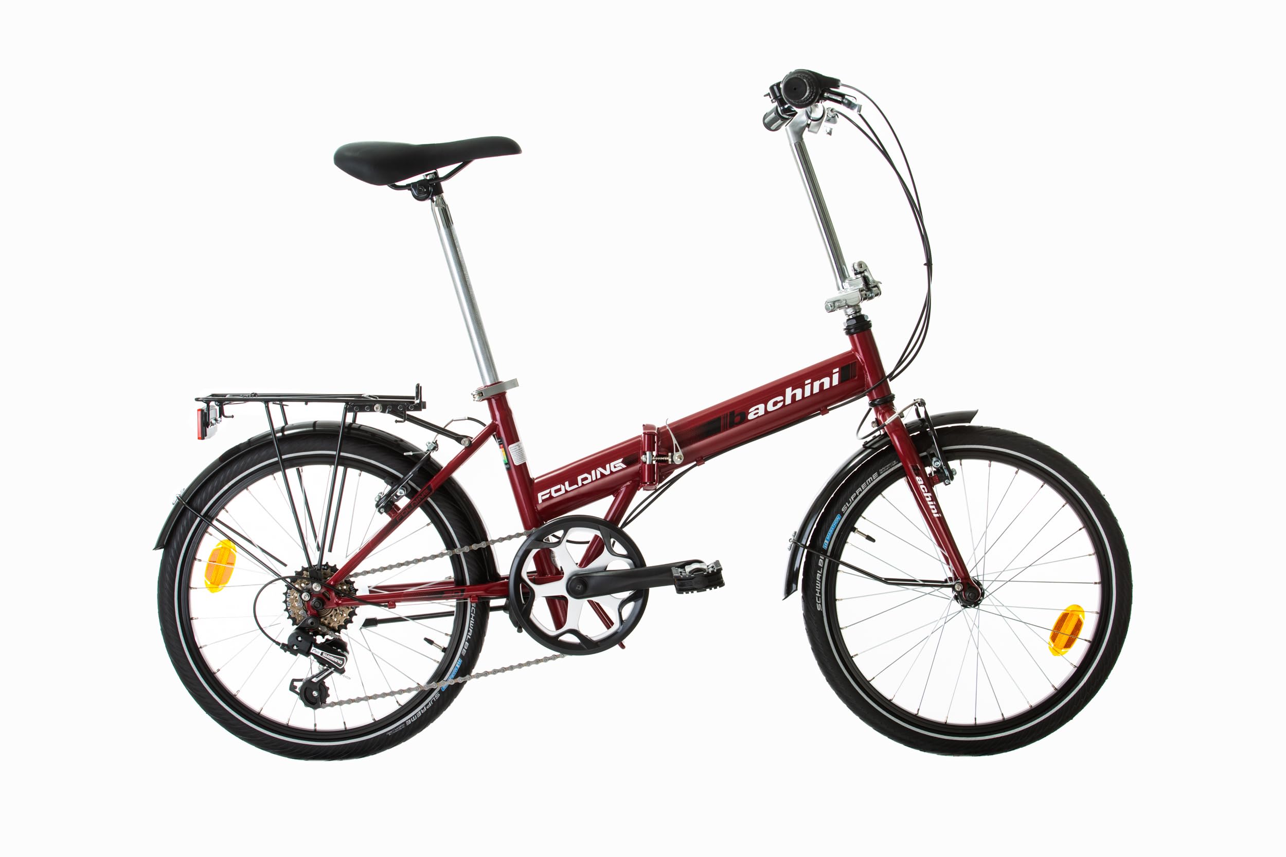 Multibrand PROBIKE Pieghevole 20 pollici, bicicletta pieghevole a 6 marce, bicicletta da uomo e ragazzo, parafanghi, adatto a partire da 155 cm - 185 cm (rosso/bianco)