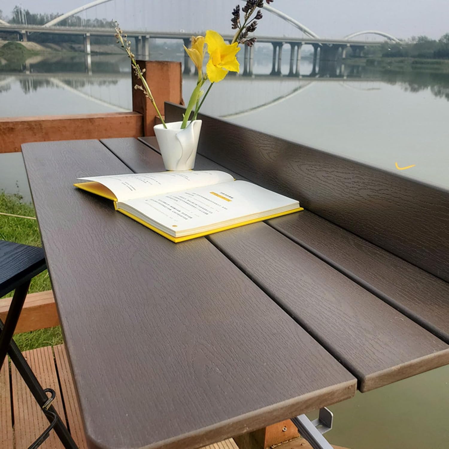 Adjustable Balcony Railing Table - Wall-Mounted Folding Bar Table for Small Spaces Aluminum Alloy Outdoor Floating Desk for Patio Deck and Balcony Use