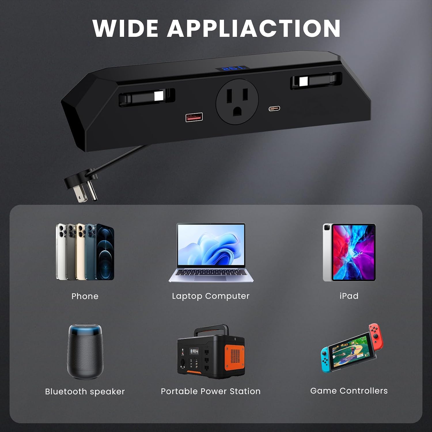 Multi-Ports USB Hub for Tesla Cybertruck 2023+ Center Console Hidden Fast Charger with Retractable Cable Dual USB-C Ports Docking Drawer Station Accessories (Cyberbeast)