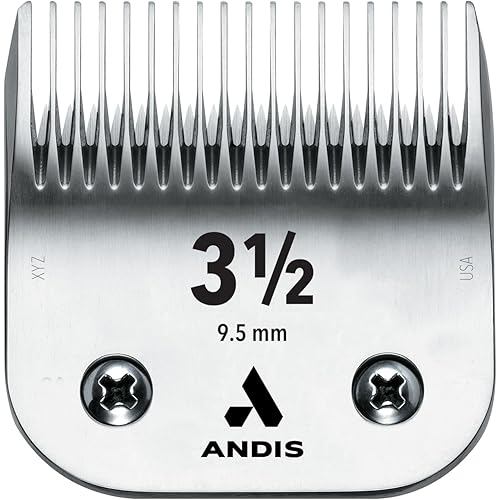 Andis – 64089, Heavy-Duty Detachable Clipper Blade - Stainless-Steel With Carbon-Infused, Close Cutting & Long-Life Blade - Compatible With Most Andis Series -Size 3-1/2, 3/8-Inch Cut Length, Chrome