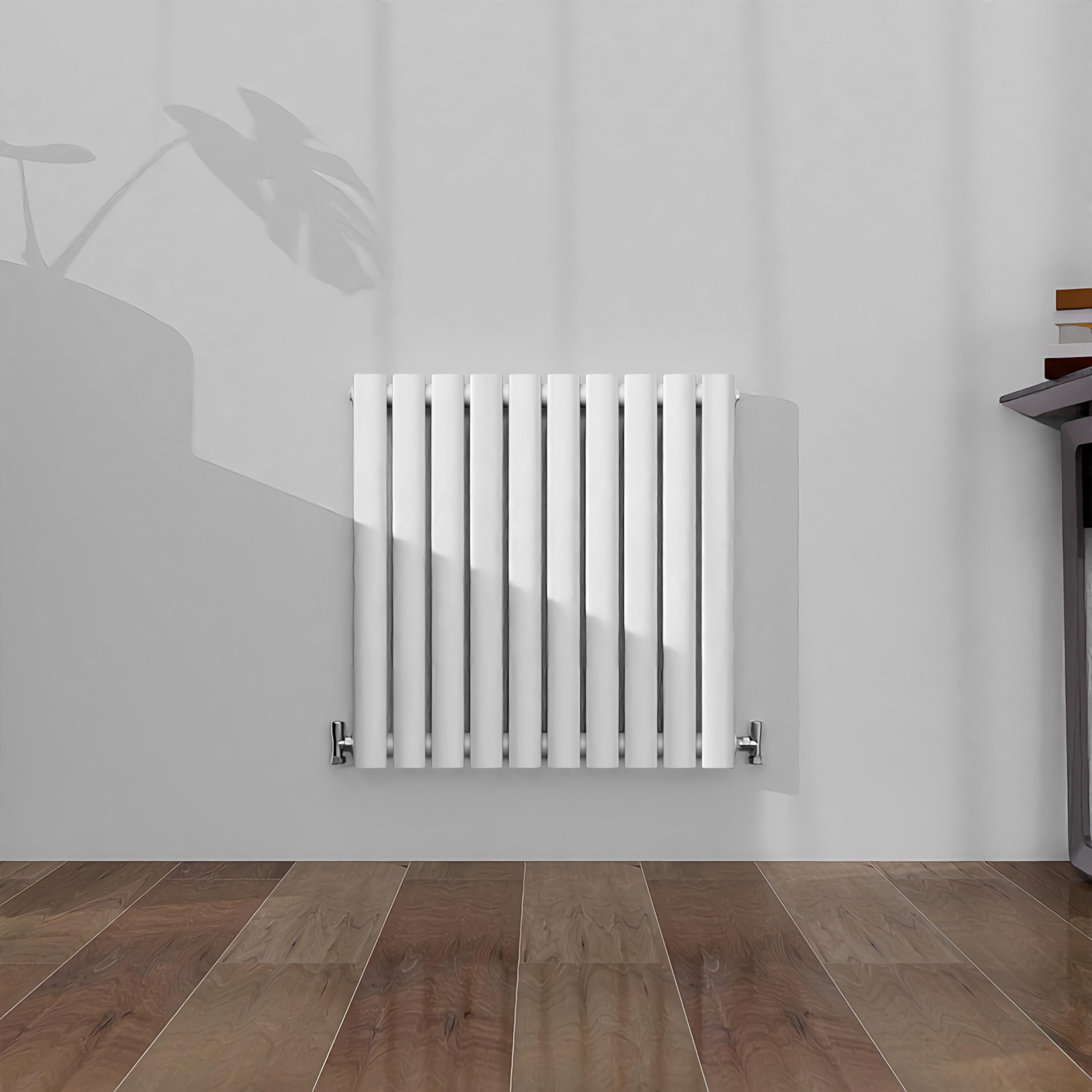 SLINE SANITARY Horizontal Oval Column Rradiator Bathroom Central Heating White 600×590mm Single Panel Radiator