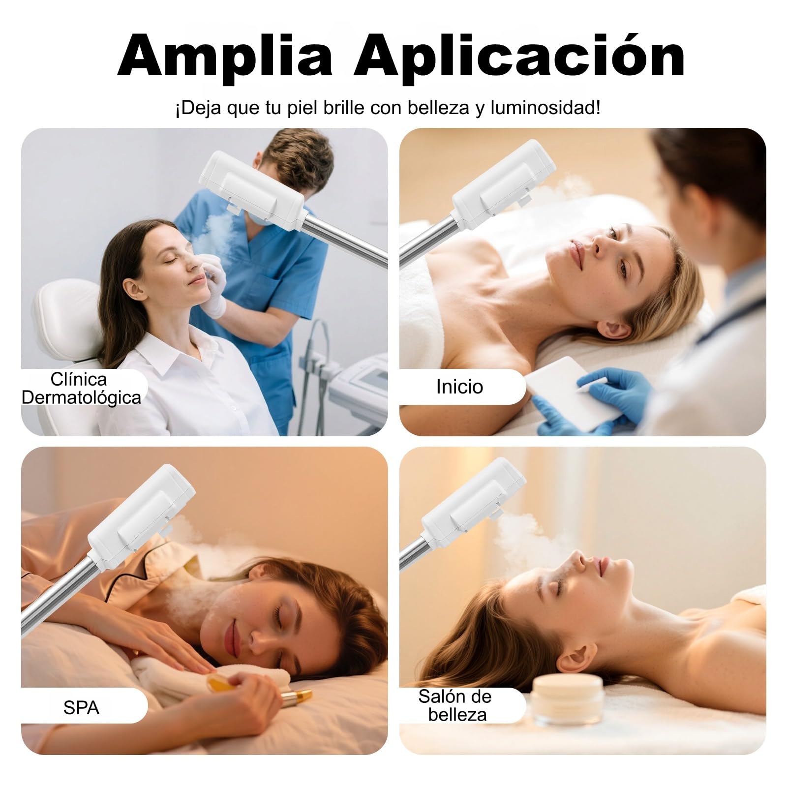 Vaporizador facial a 42 °C, vaporizador multifuncional, con boquilla giratoria de 360 grados y panel de control LCD, profesional para salón y hogar