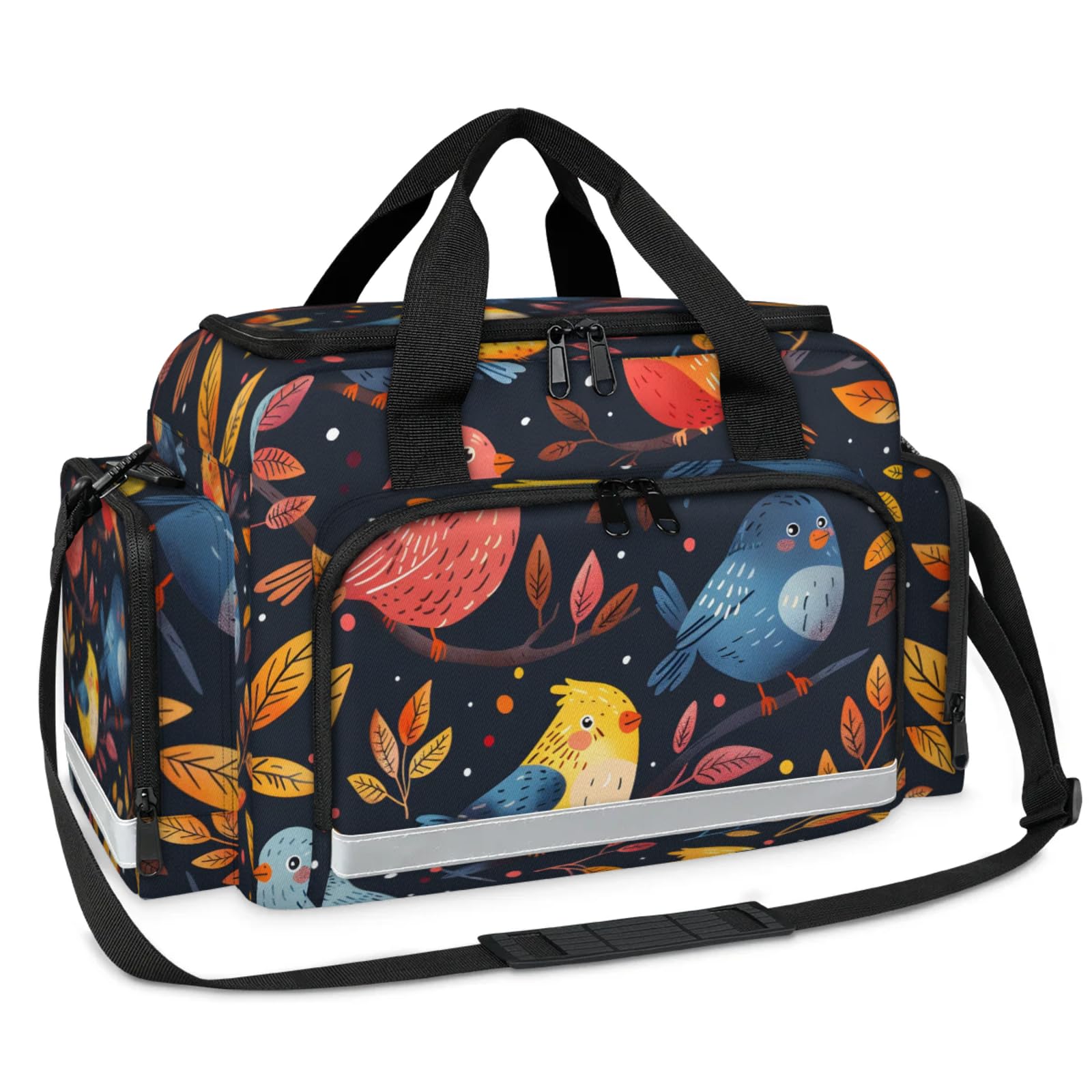 GzLeyigou First Aid Bags Empty, Forest Birds Emergency Bag First Aid Kit Multiple Compartment Kit Carrier On Call Trauma Bag For Paramedics Emergency Medical Supplies Kit