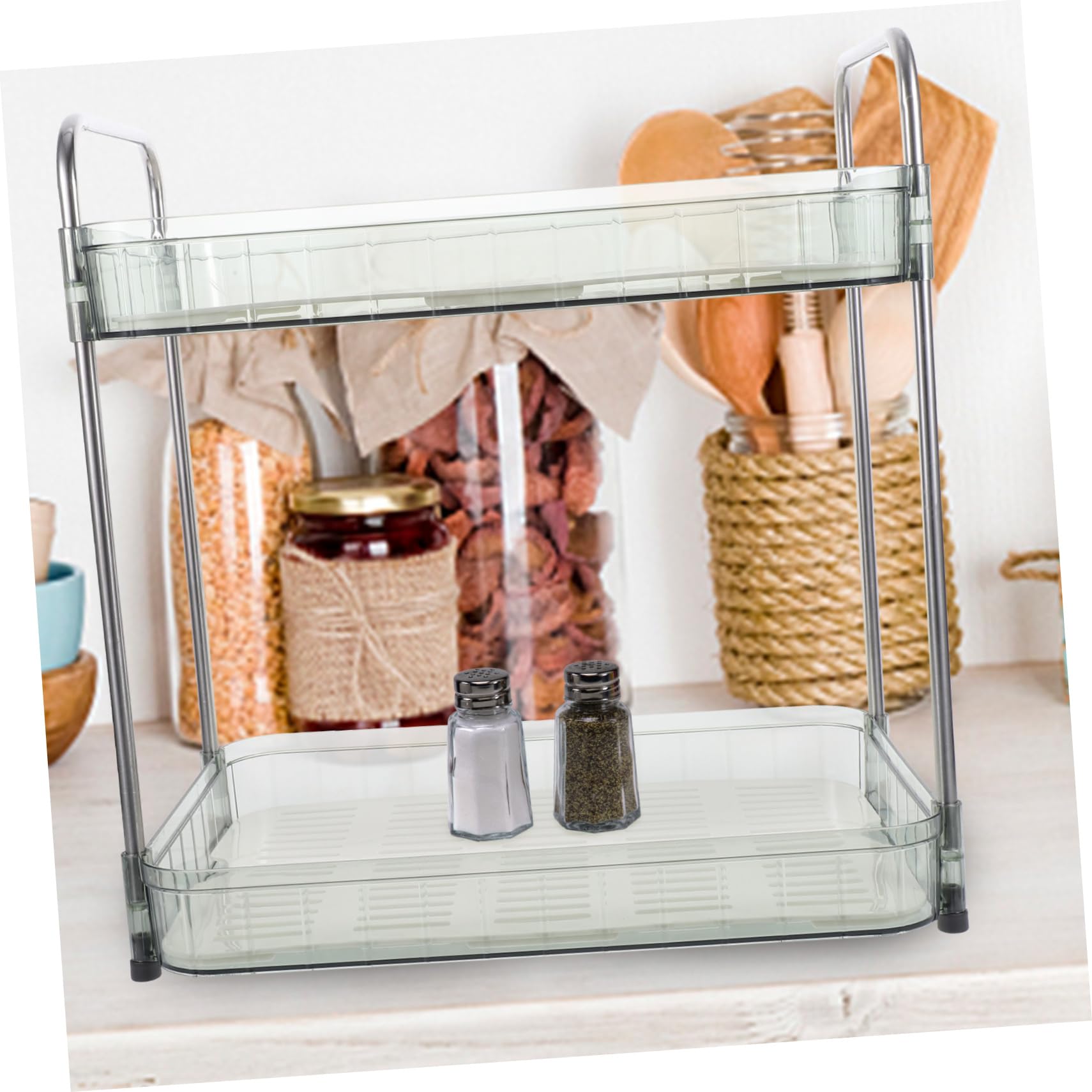 Étagère de Rangement pour Assiettes Cuisine à Deux Niveaux