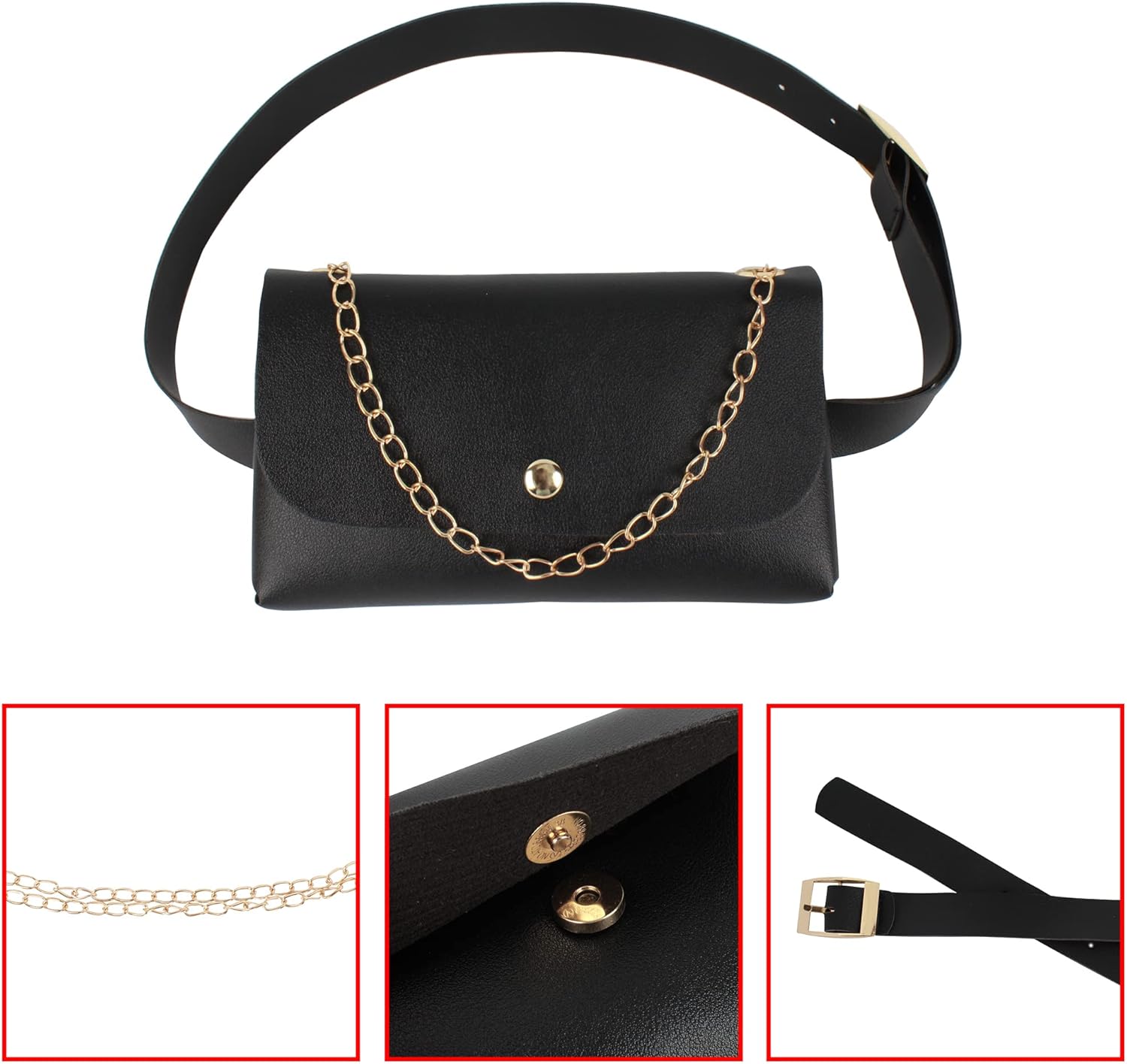 Women Mini Chain Fanny Pack Waist Bag with Belt Cellphone Pouch Purse for Travel Workout Running Hiking - Image 6