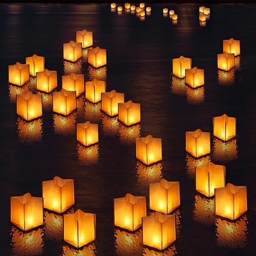 FUELYE Lot de 10 lanternes flottantes en forme d'étoile de 15,2 cm avec base en 