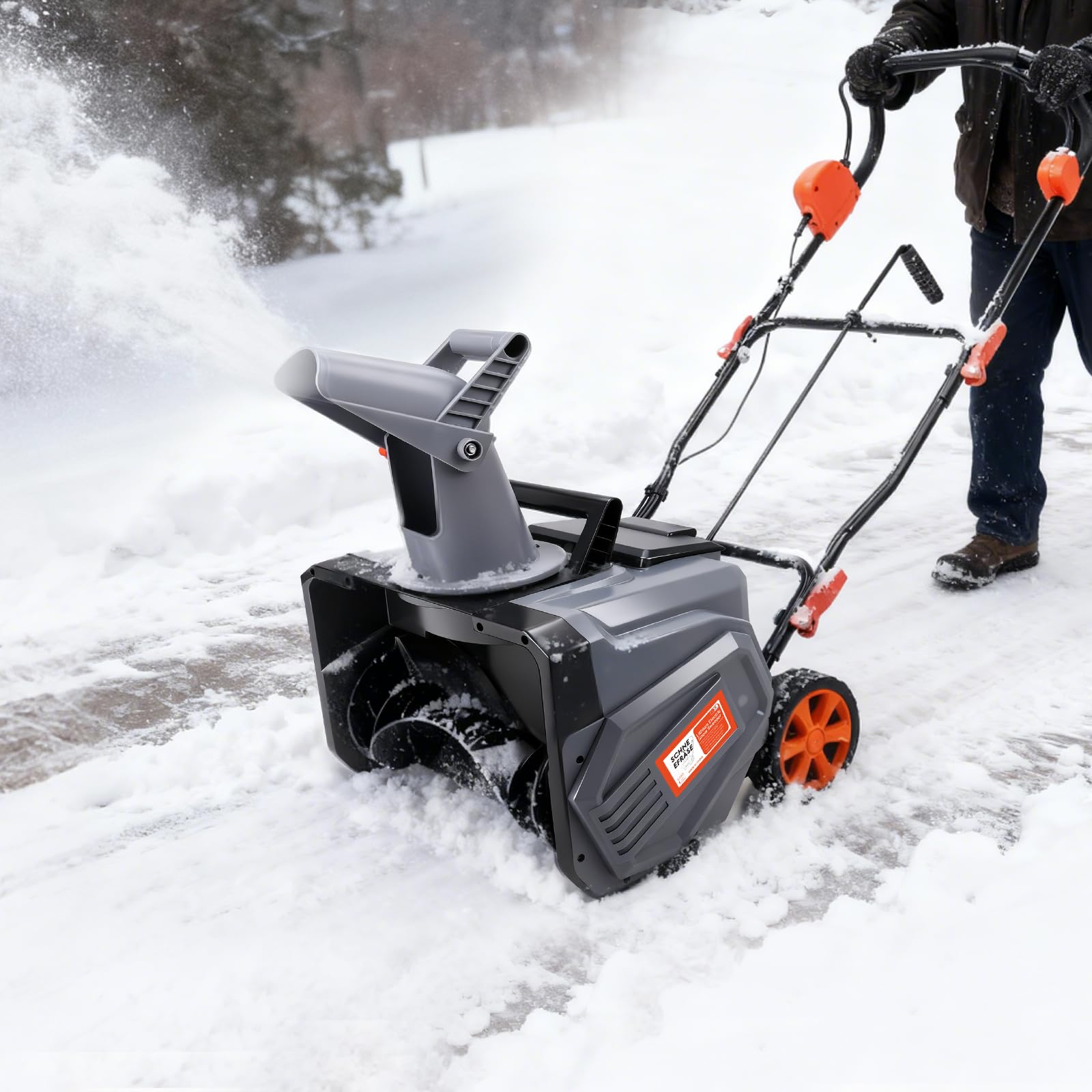 Akku-Schneefräse 40V | Brushless Motor 6000RPM | 46cm Arbeitsbreite | max. 27 cm Schneehöhe | 6m Wurfweite | 180° drehbarer Auswurfkanal inkl. 2x4Ah Akkus & Ladegerät