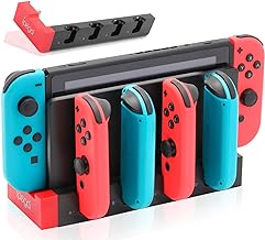 ECHZOVE Switch Controller Charger Dock Station for Switch & Switch OLED Model Joycons,Charger for 4 Switch Joy-Cons with 4 Joy Con Charging Slots, 2 USB 2.0 Plugs and Charging Indicator