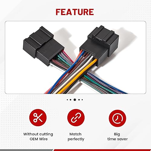 Miniatura 2 de RED WOLF Arnés de cableado de radio con adaptador de antena compatible con GM GMC Sierra Chevy Impala Buick Cadillac 2006-2013 Instalar reproductor
