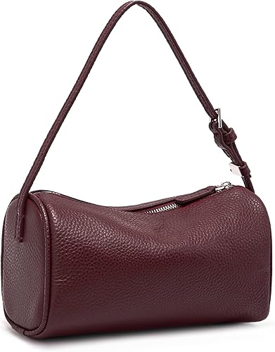 Genuine Leather Crossbody Purses for Women Small Leather Barrel Shoulder Bags - Designer Trendy Handbags for Ladies