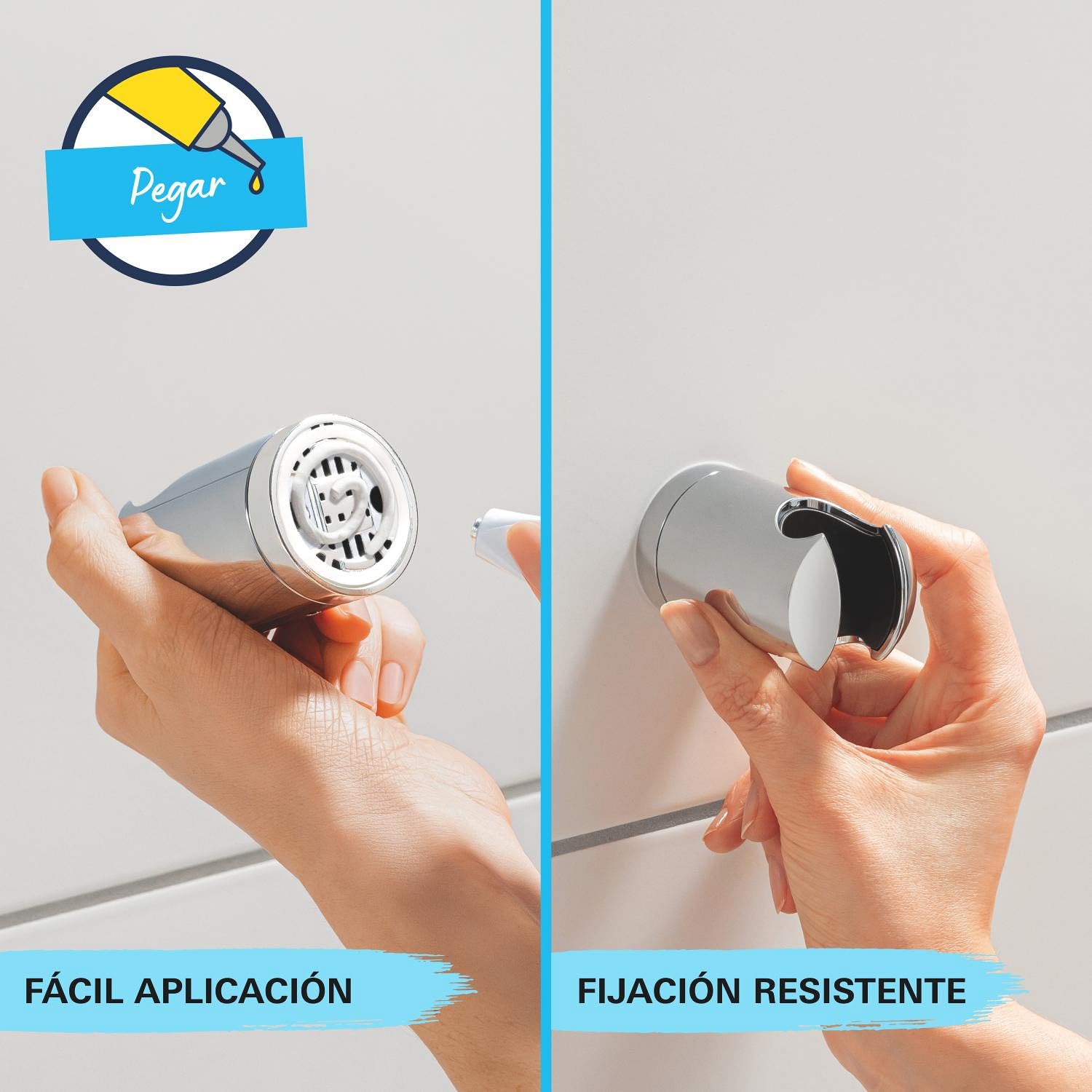 GROHE Vitalio Start 110 Juego de soporte de pared (alcachofa de ducha 2 chorros, flexo 1750mm, antical) redondo negro mate 279502431
