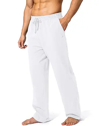 Pudolla Men's Cotton Yoga Sweatpants Athletic Lounge Pants Open Bottom Casual Jersey Pants for Men with Pockets