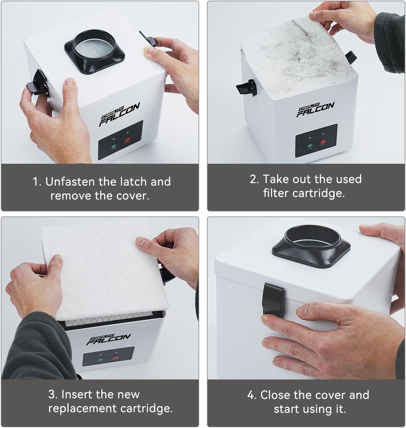 Four-step guide to replacing the filter cartridge