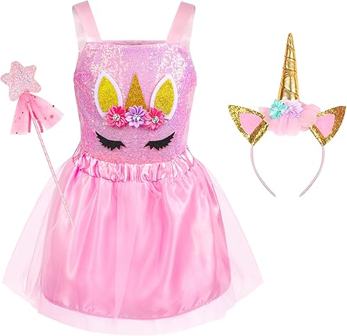 Miniatura 7 de Jeowoqao Disfraces de vestir para niñas pequeñas, ropa de vestir de princesa para niñas pequeñas, juego de disfraces para niños con disfraces de