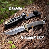 Vista 2 de Gerber Gear Ultimate Cuchillo de Supervivencia, Cuchillo de Hoja Fija con Filo Combinado, incluye Iniciador de Fuego y Varilla de Ferrocerio
