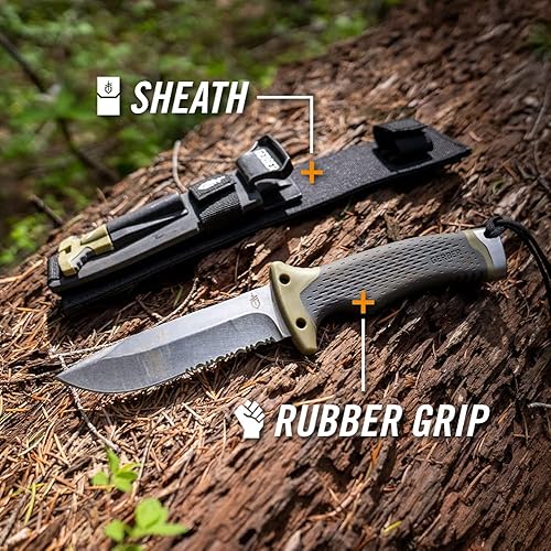 Miniatura 2 de Gerber Gear Ultimate Cuchillo de Supervivencia, Cuchillo de Hoja Fija con Filo Combinado, incluye Iniciador de Fuego y Varilla de Ferrocerio