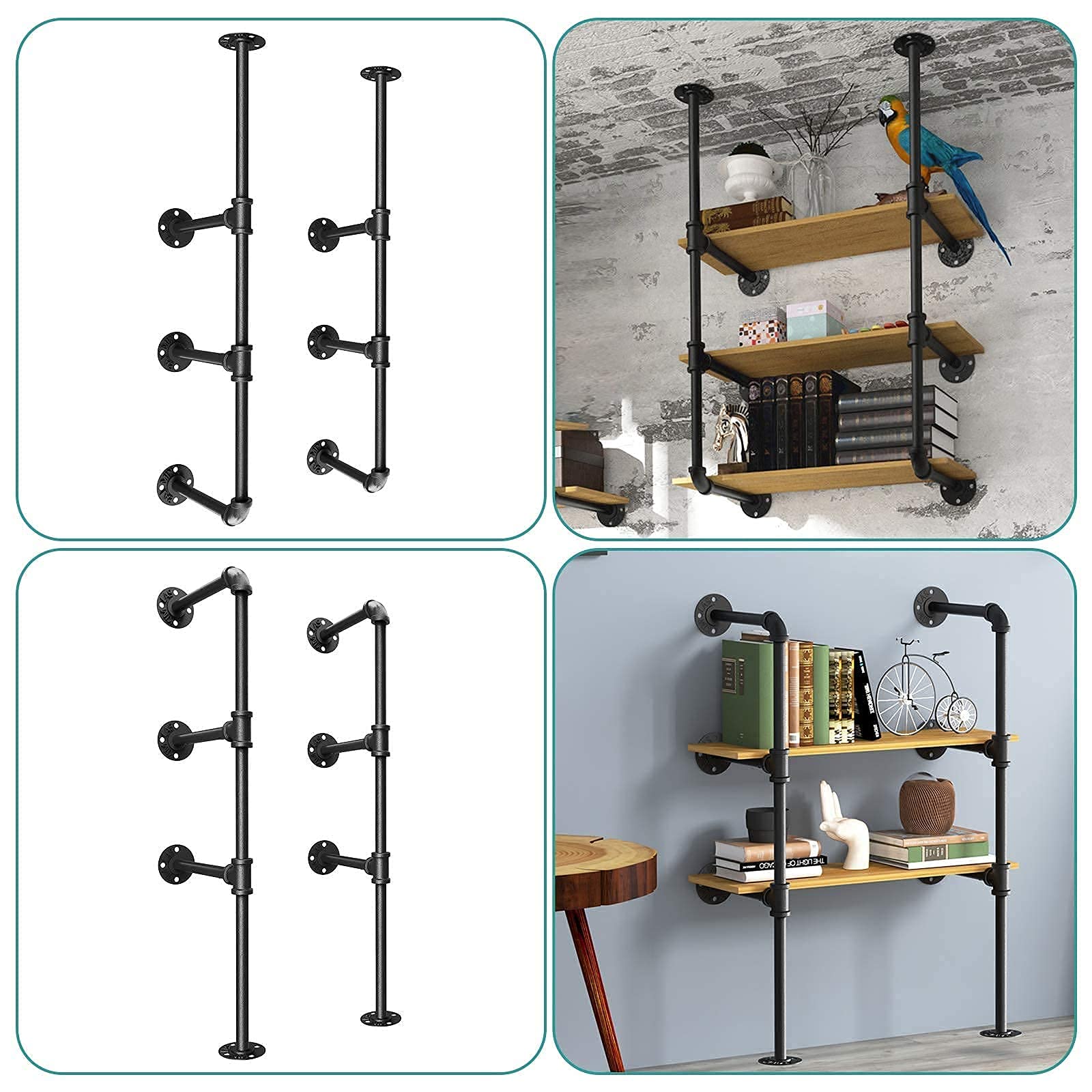 YITAHOME Metal Pipe Floating Shelf, Wall Mounted Industrial Hanging