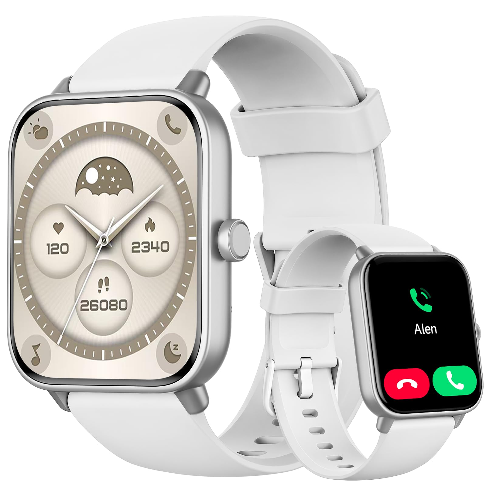 Smartwatch Damen 1.85" Smart Watch mit Alexa, Herzfrequenz/SpO2/Kalorien/Stress- und Schlafmonitoring, IP68 Wasserdicht Sportuhr mit Telefonfunktion, 100+ Sportmodi Fitnessuhr für Samsung Android iOS